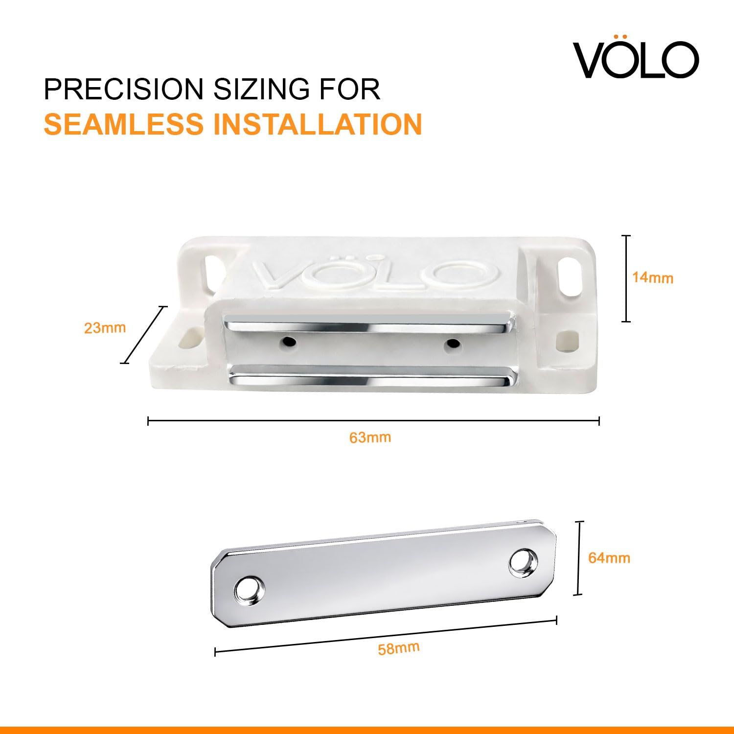 VOLO Pack of 5 Cabinet Magnetic Door Catcher – Strong PVC Door Magnet, Silent Door Closing, Cupboard Wardrobe Kitchen Door Catcher White