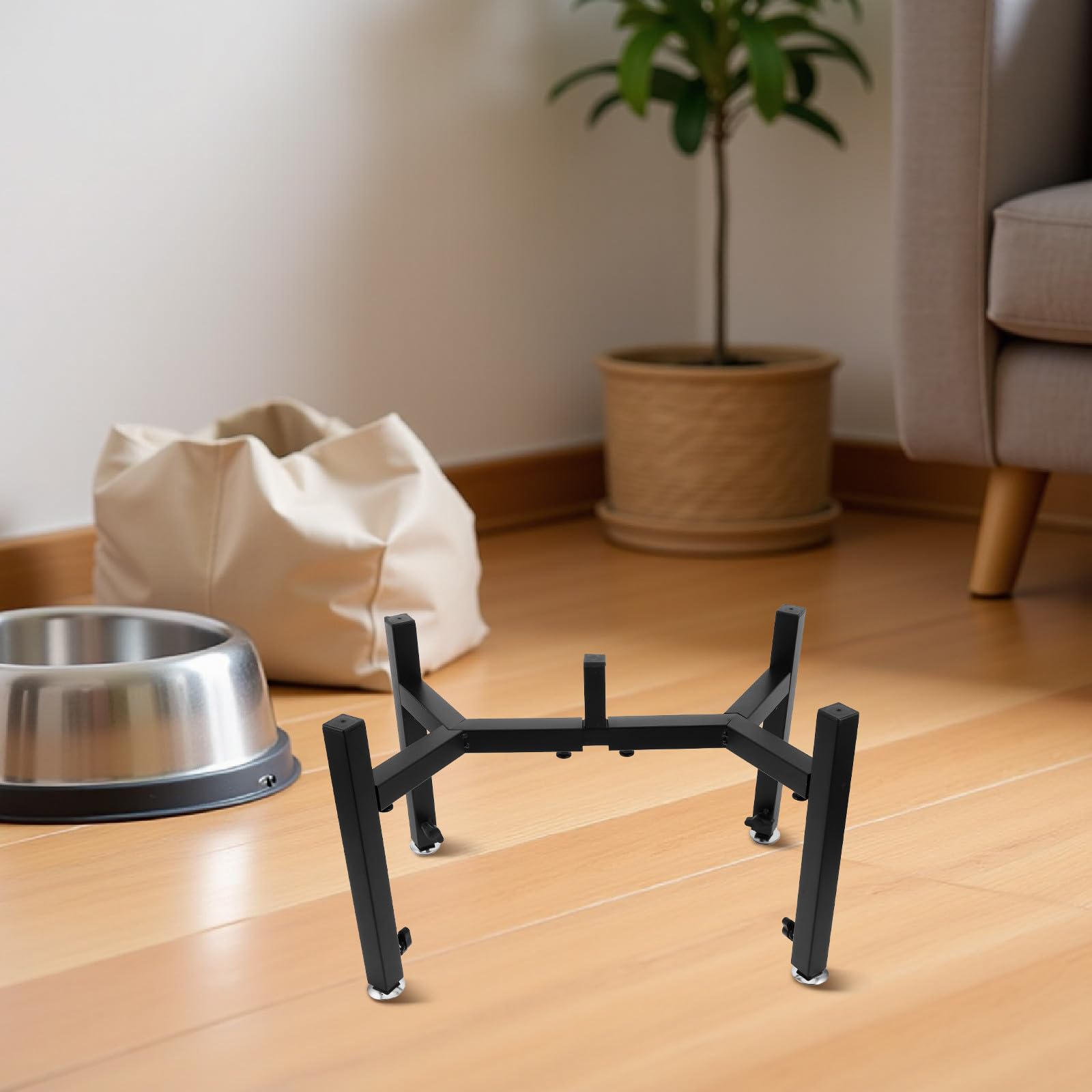 CALLARON Soporte Ajustable para Comedero Elevado de Mascotas Doble Cuenco de Acero Inoxidable Fácil de Limpiar para Perros y Cachorros en Interiores y Exteriores