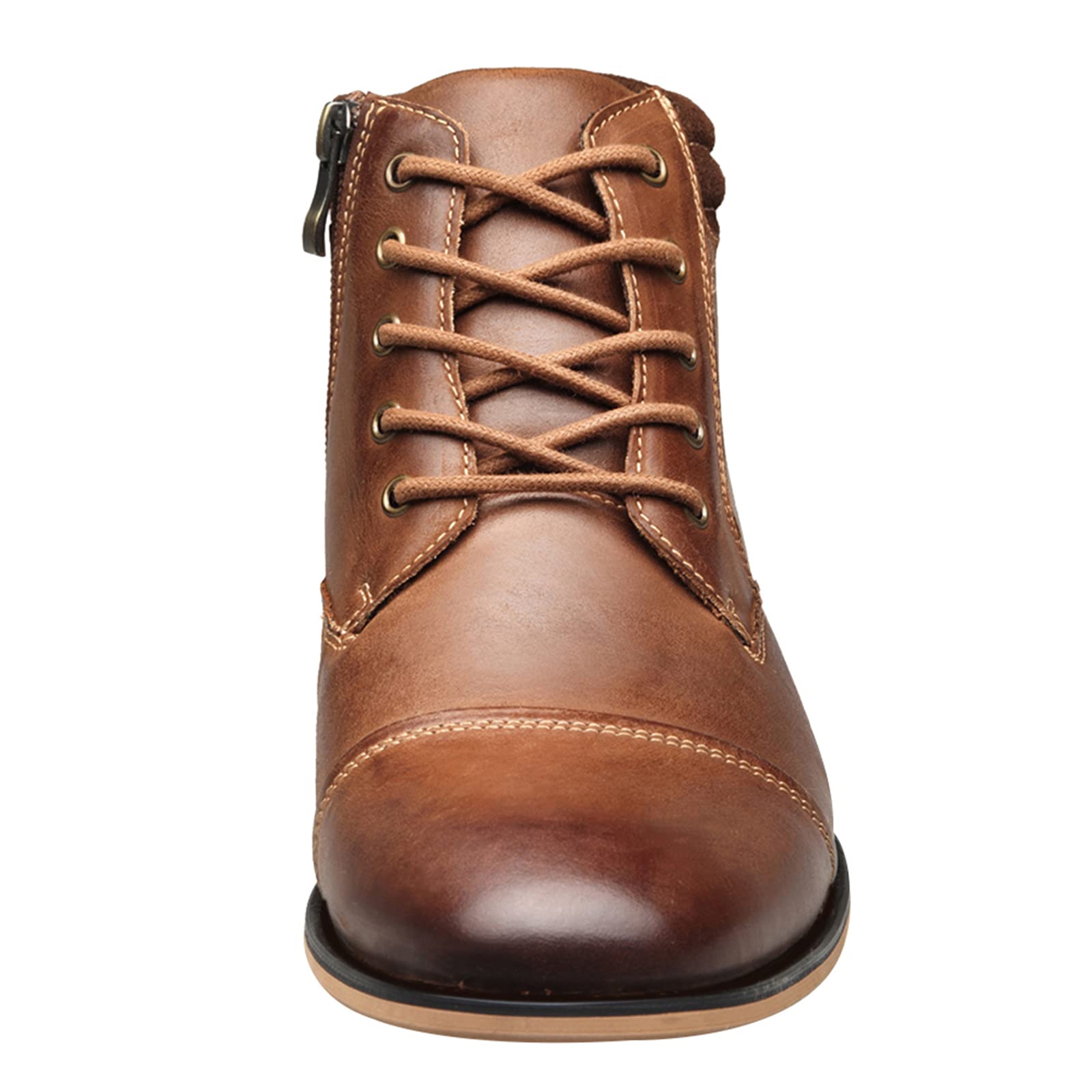 ANUFER Hommes Vintage Lacets Cuir Bottines Zip Formel Chaussures Habillées
