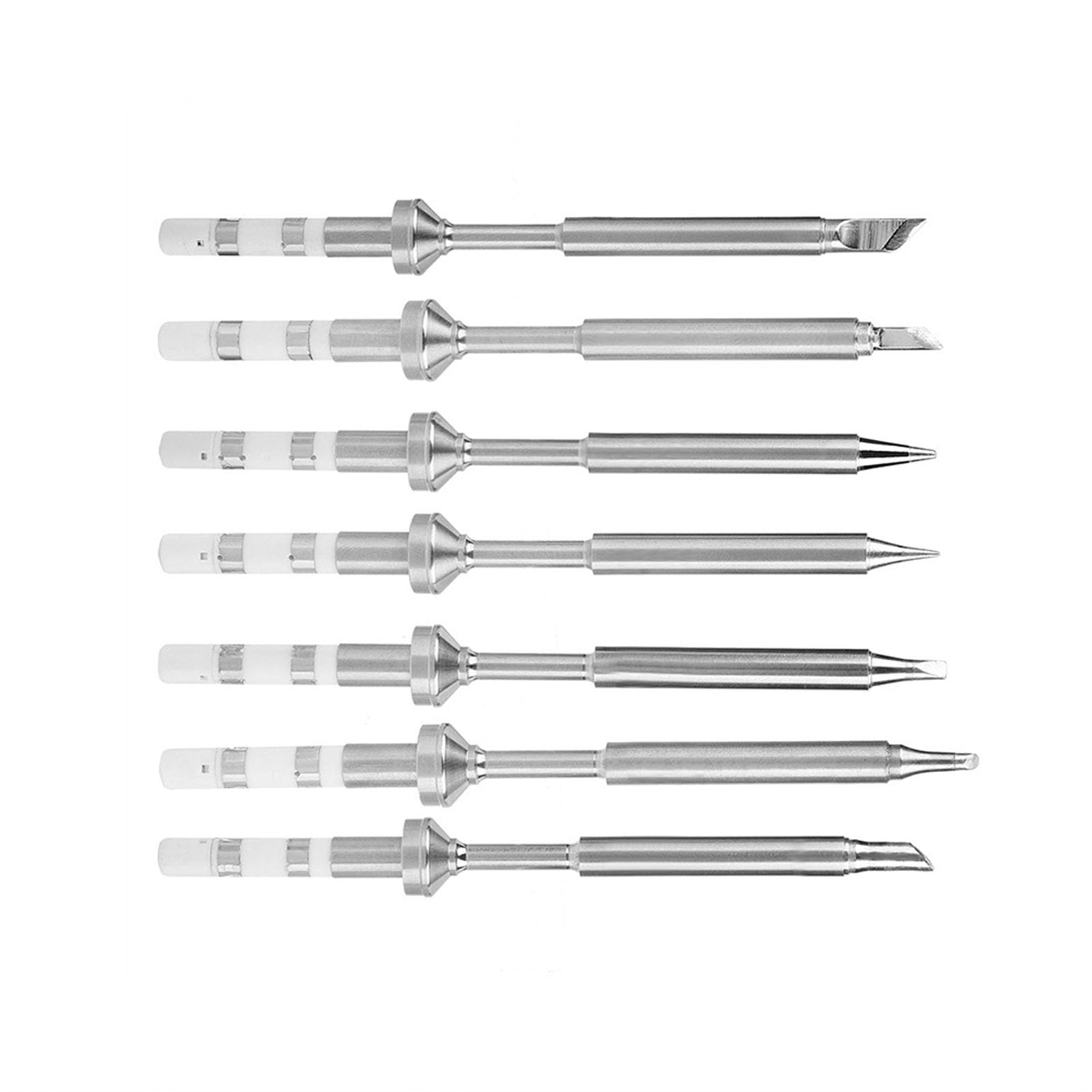 7 tipi mini punte di ricambio per saldatore in acciaio inox TS100 con elevata conduzione di calore rapido aumento della temperatura per produzione elettronica (set completo di 7 pezzi (senza