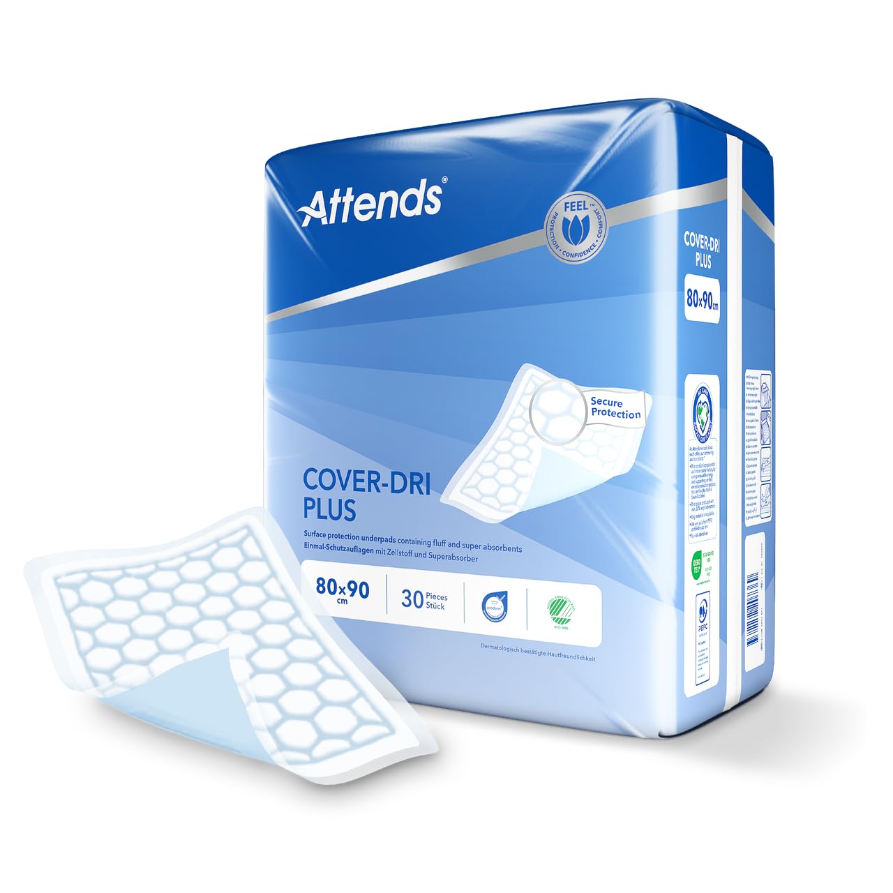 Carebymail Blue Attends Cover Dri Plus Disposable Bed Pads (80 X 90 Cm)