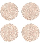 ASFINS Platzdeckchen Rose 4er Set, Roségold Tischuntersetzer Rund Platzset Tischset Vinyl Hohl Pl...