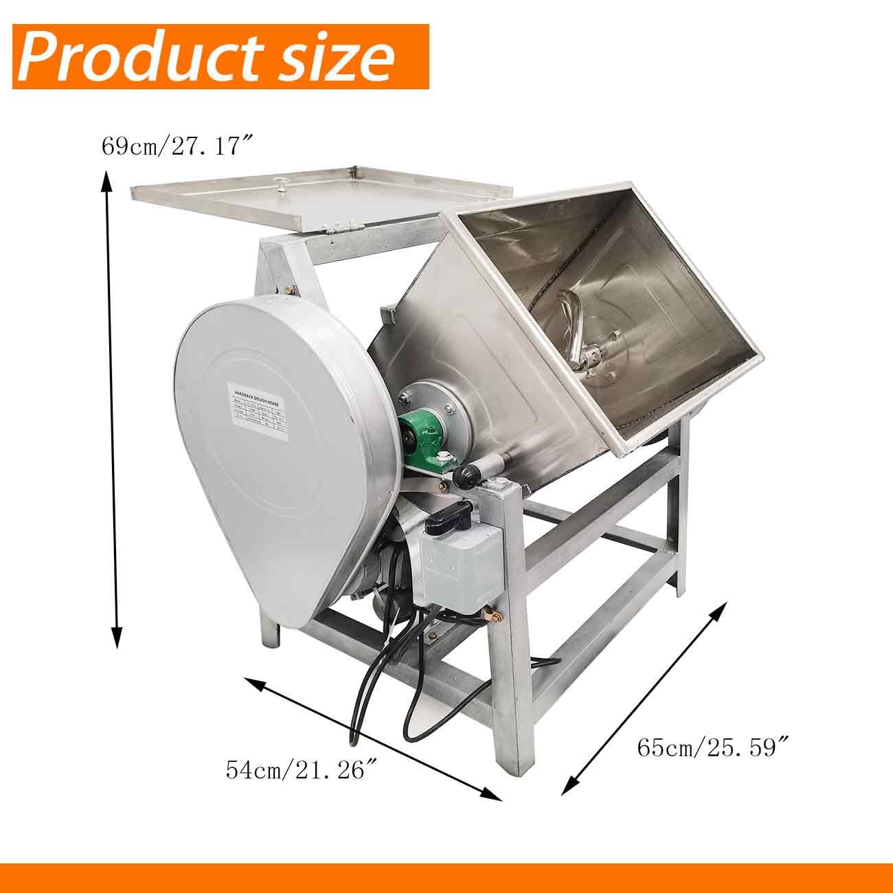 BEILOCKERY 110V 15kg Electric Dough Mixer with 90 Degree Tilt Bowl, 1500W Commercial Dough Kneading Machine, Heavy-Duty Dough Kneading Machine, Stainless Steel Food Mixer