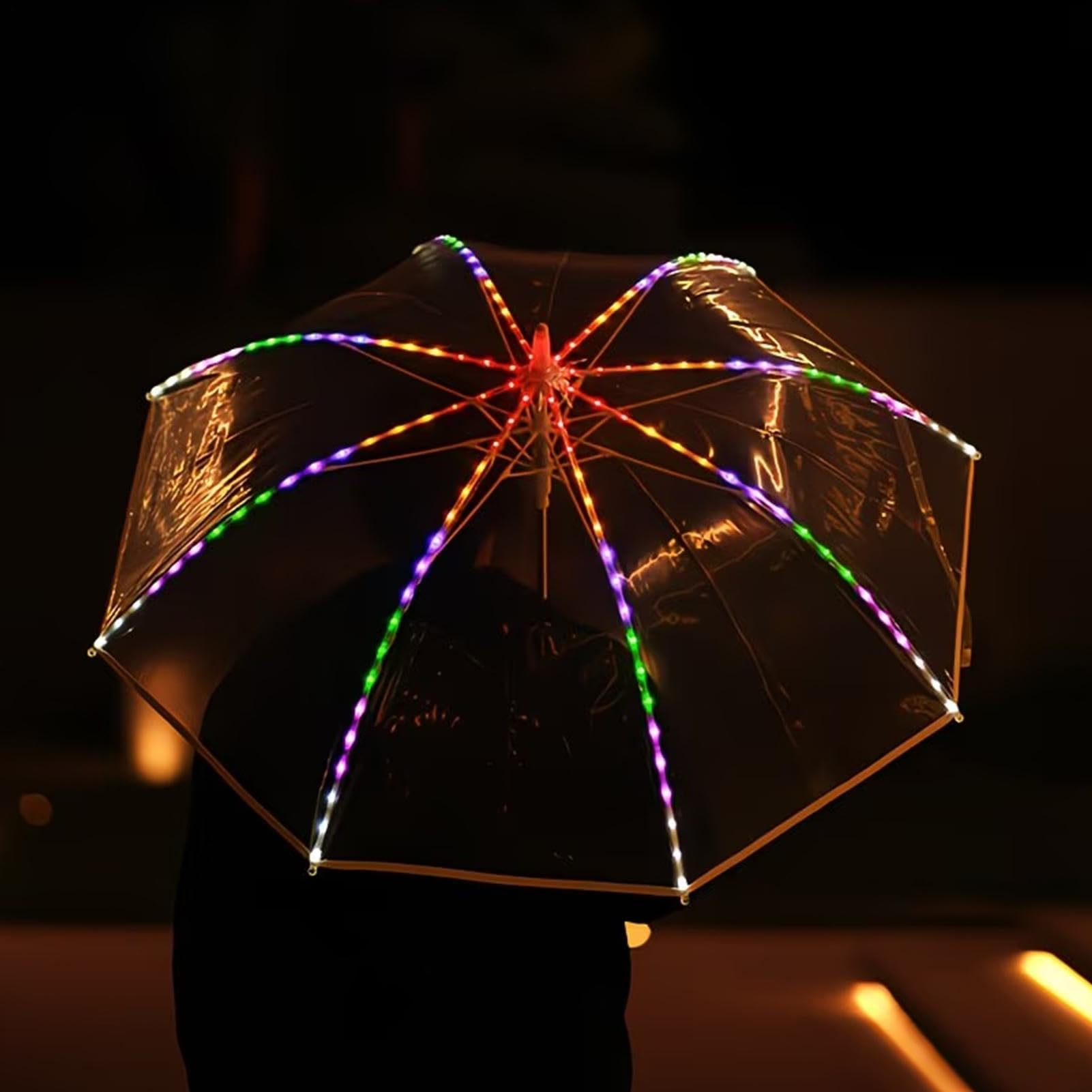 Paraguas LED Herramienta De Para Paseos Nocturnos | Paraguas De Lluvia Iluminado Para Hombres Mujeres Adultos Adolescentes Chicas Halloween Disfraz Escenario Actuación