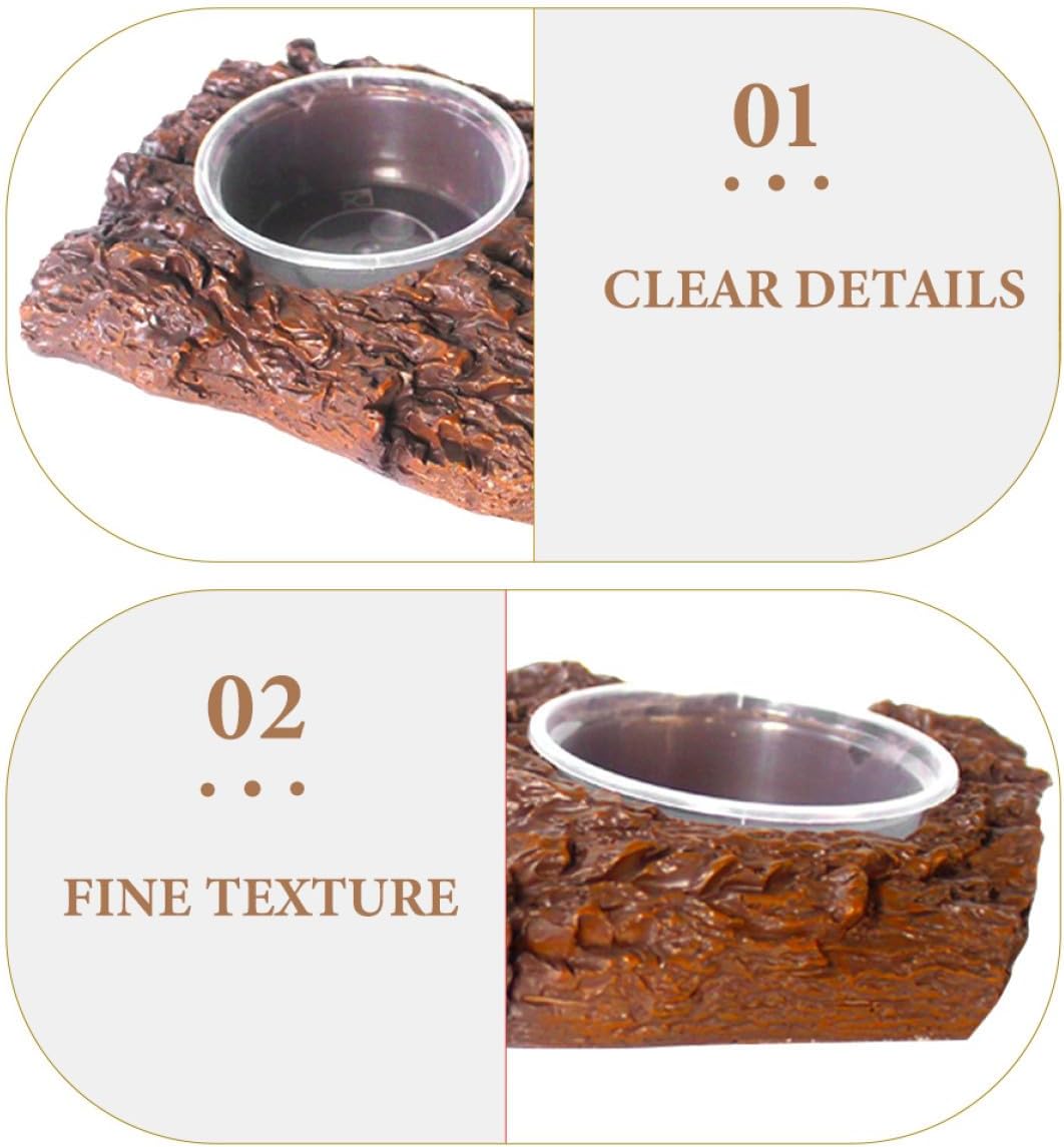 HANABASS Reptile Feeding Basin and Water Bowl Set, Resin Decorative Food Holder with Double Bowls for Terrarium Use, Suitable for Lizards, Geckos, and Small Amphibians