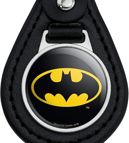 Miniatura 3 de GRAPHICS & MORE Colección de llaveros con logotipo de Batman de cuero negro de Batman