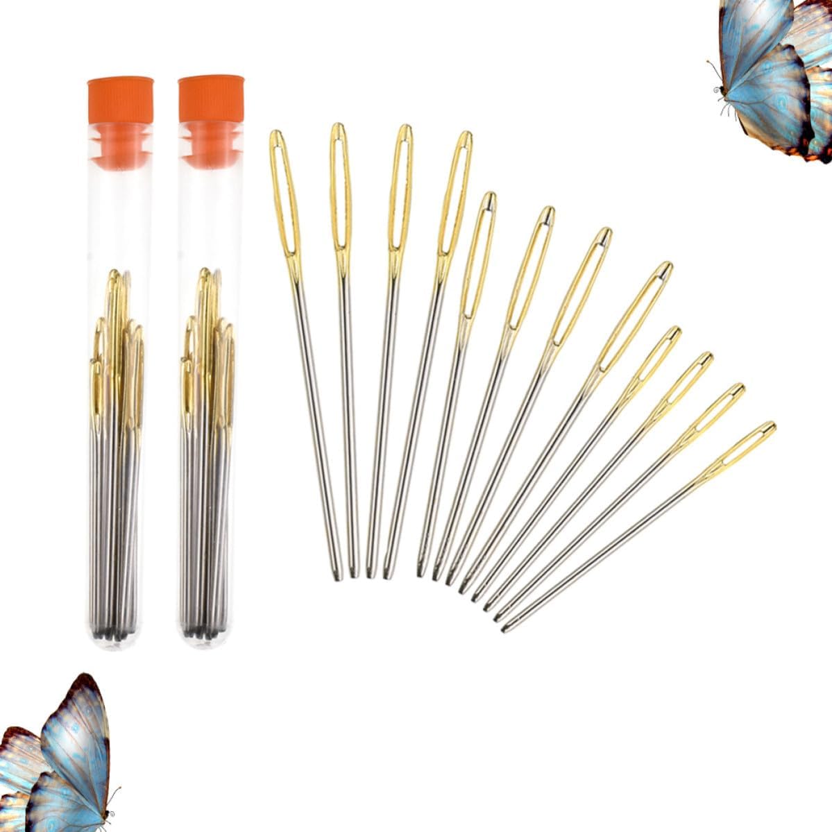 Stainless Steel Blunt Needles 2 Sets Large Hole Sewing Tools Xmas