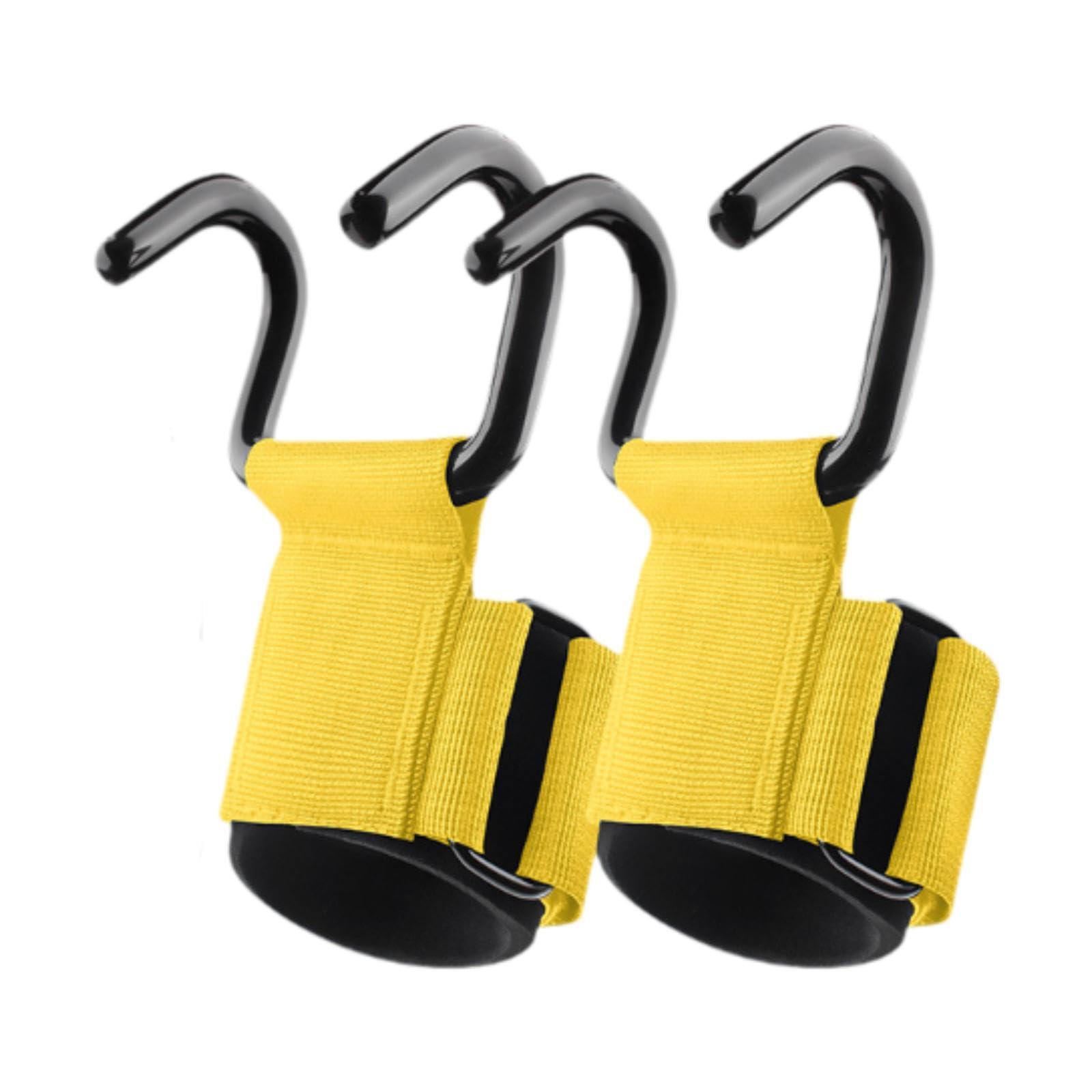 ATORSE Fitness Weight Lifting Hook Padded Wrist Straps for Powerlifting Shrugs Rows Yellow-image-42