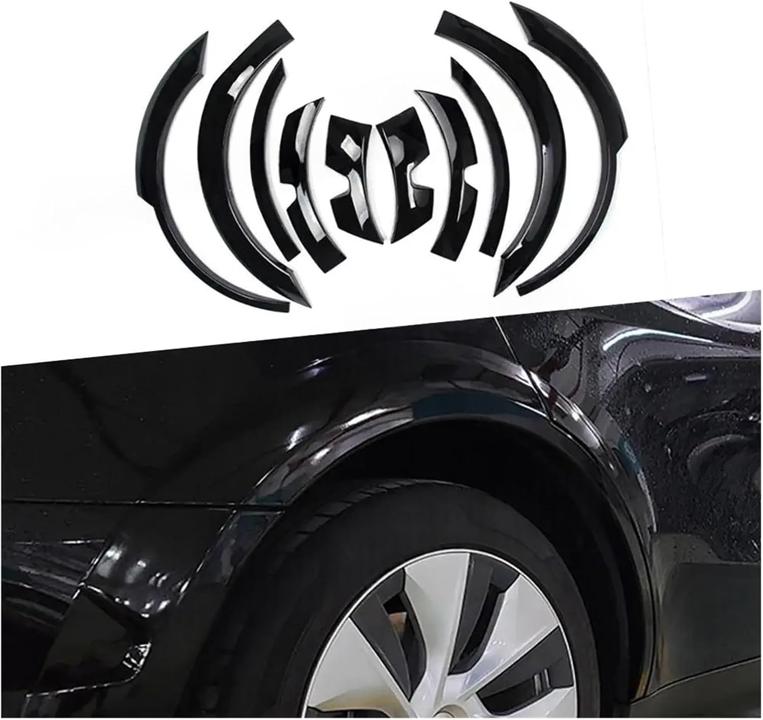 ABS Carbon Look Wide Body Wheel Eyebrow Compatible with Model Y 2021+ Car Flares Arches Bodykits Accessories(Carbon look)