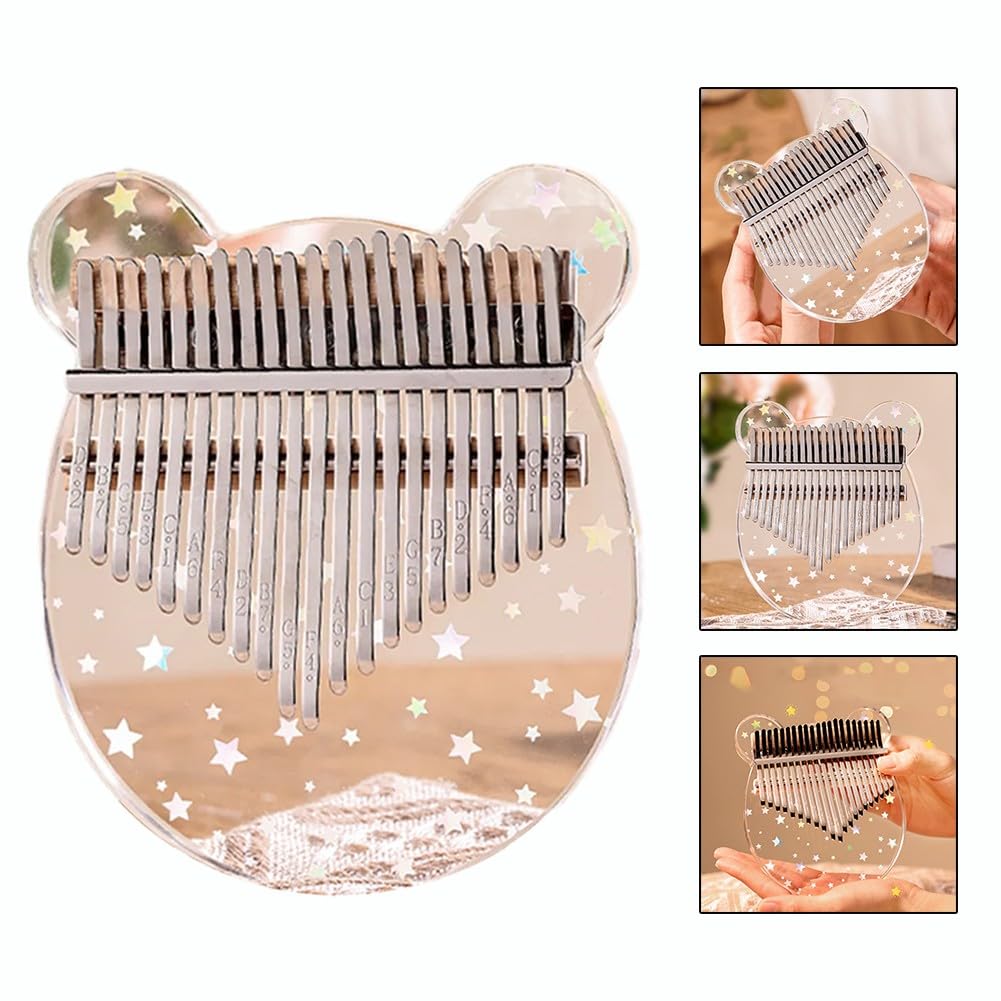ZYNCUE Kalimba-Daumenklavier mit 17 Tasten für Anfänger, Acryl-Fingerinstrument mit rundem Design, kompatibel mit 21 Tasten, transparent
