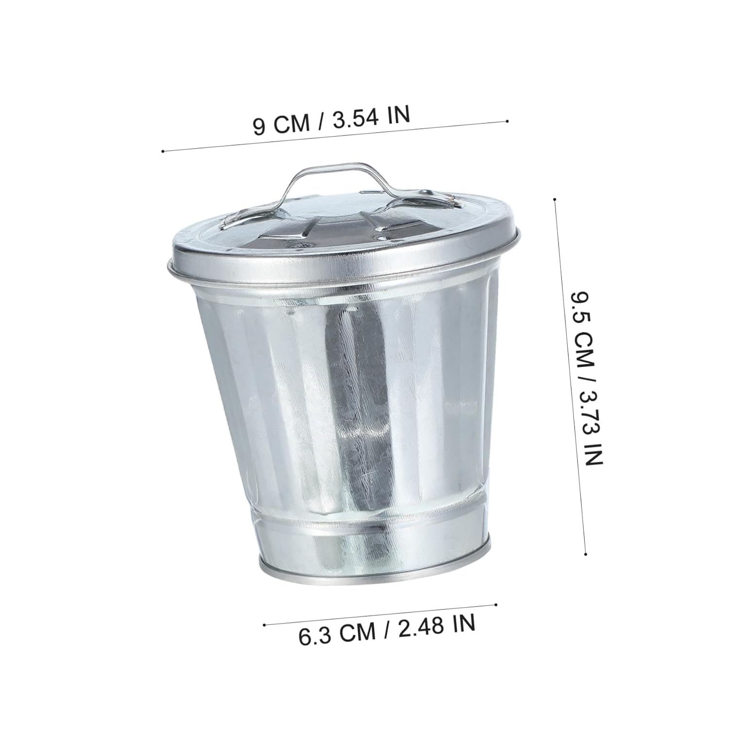 Mini Trash Can Flowerpot with Lid 9.5X9X9 CM Small Metal Garbage Container for Desktop Storage and Organization 3pcs Set Suitable for Office Home Use