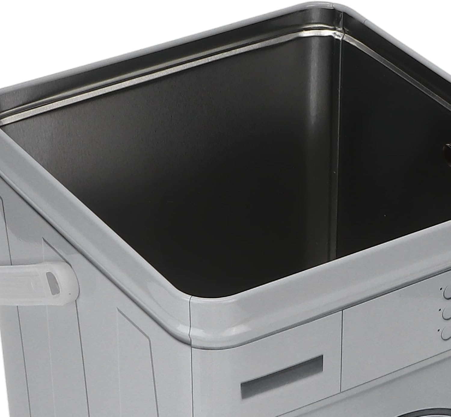 Laundry Powder Container with Handle Cute Washing Machine Shape Storage | Adorable washing machine shaped tinplate laundry storage bin Transparent window to check powder level Large capacity