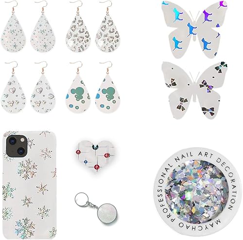 Miniatura 5 de HYANG - Hojas de piel sintética de vinilo holográfico transparente de PVC para perro, 1 rollo de 12 x 53 pulgadas (11.8 in x 53.1 in) para hacer