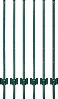 4 Feet Metal Fence Posts U-Channel, 8-Pack No-Dig Steel Stakes for Garden, Yard, Lawn, Farm, Outdoor Wire Fencing, Heavy Duty U Post, 3-4-5Ft, Green