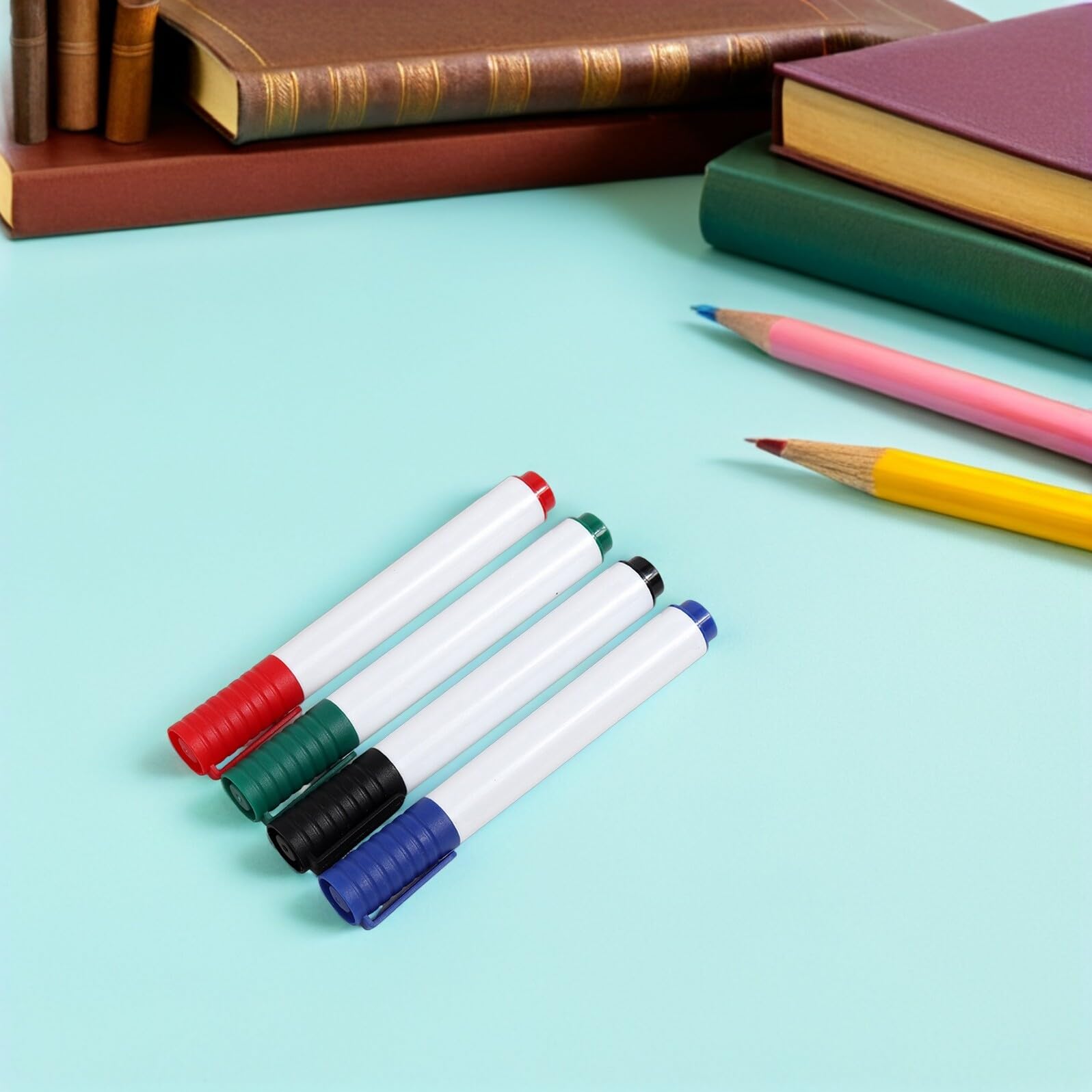 SHERCHPRY 24 Pennarelli Cancellabili per Lavagna Bianca a Gesso Liquido, Set 4 Colori (nero, Rosso, Blu, Verde) 6 Pezzi Ciascuno, Asciugatura Rapida per Vetro, Menu, Aula e