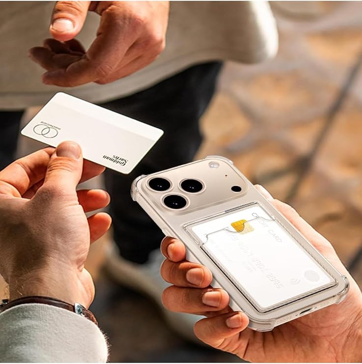 Apple iPhone 17 Pro Kapak Kamera Korumalı Kartlıklı Darbe Emici Özellikli Şeffaf Silikon Kılıf