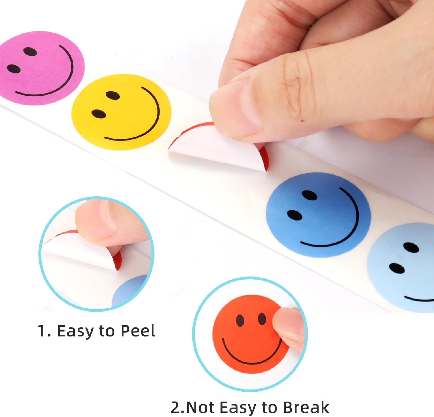 500PCS Smile Face Stickers Happy Face Stickers 1 Inch Round Small Smile Reward Stickers 8 Color Mini Face Decal Designs Encourage Incentive Stickers Behavior Chart Stickers for Student - Image 3