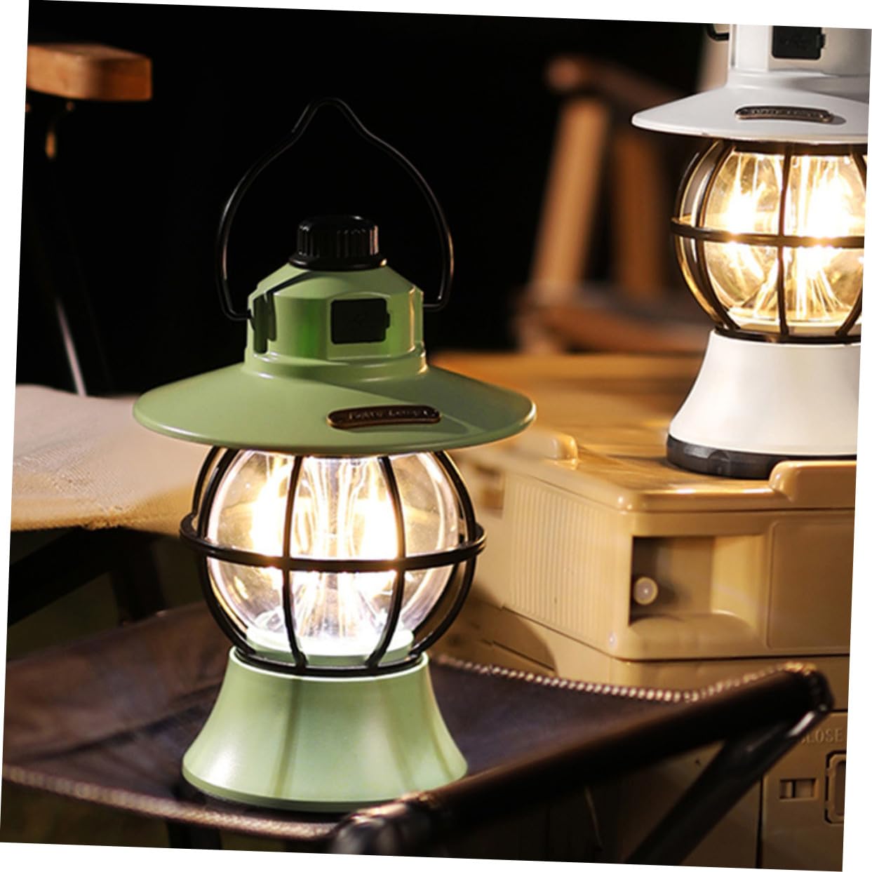 TOYANDONA Tragbare Campinglampe Vintage Zeltlampe Akku Outdoor Beleuchtung Grün Multifunktional Leicht für Wandern Rucksackreisen Camping