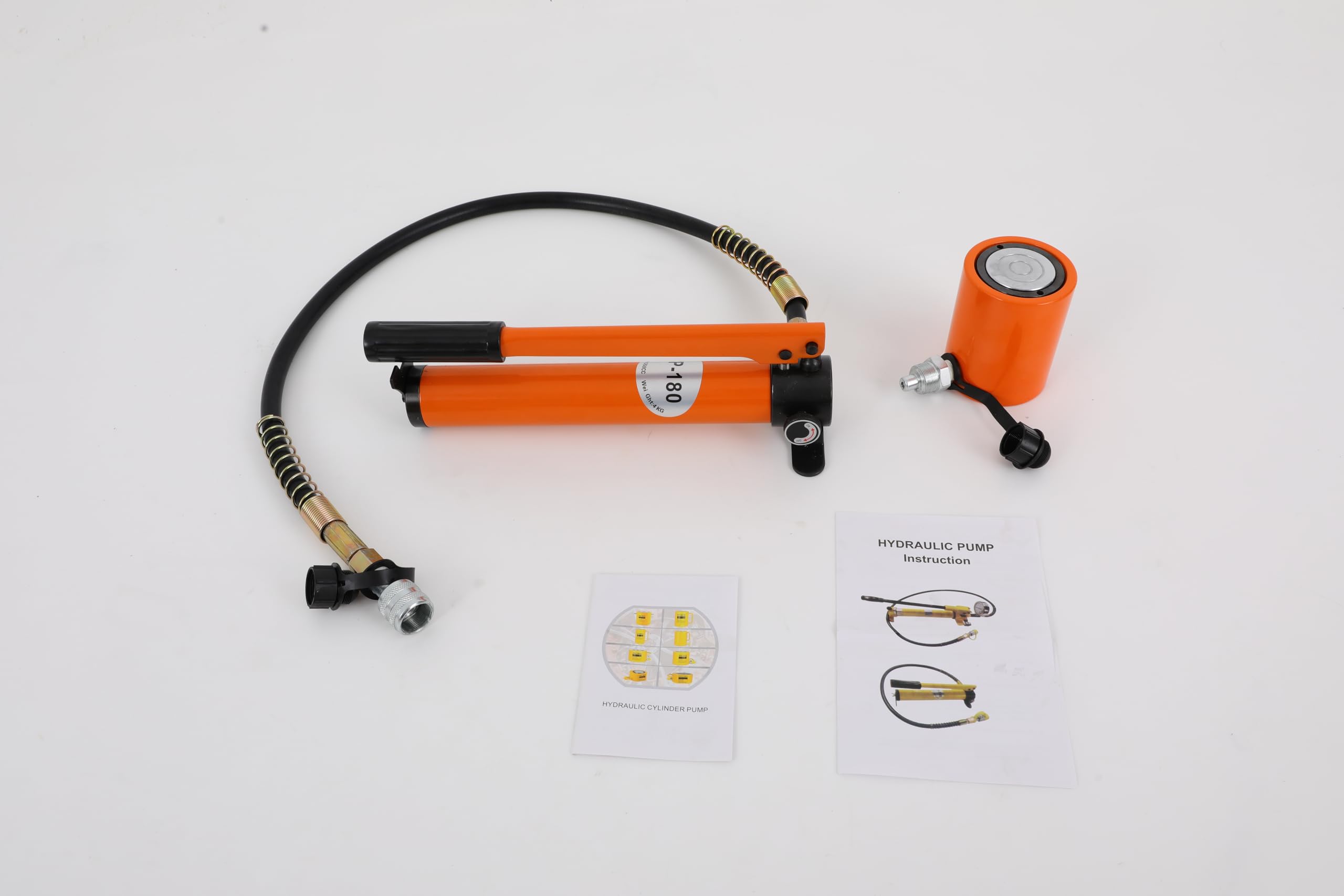Pompa idraulica manuale CP-180, pompa manuale con tubo ad alta pressione da 1 m (ZG3/8", raccordo per tubo flessibile da 350 cc, 70 Mpa, materiale in acciaio per cilindro idraulico 20T e