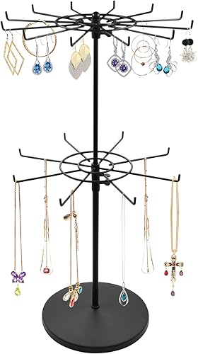 Miniatura 3 de Soporte de exhibición giratorio de dos niveles ajustable para encimera, color negro