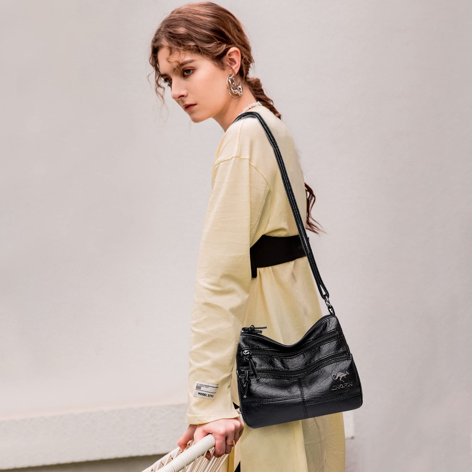 NICOLE & DORIS Borsetta Donna Media Borse a Tracolla con Scomparti Capienti Multiple Borsa a Spalla in Pelle PU Leggera con Tracolla Regolabile per Scuola, Viaggi, Lavoro, uso Quotidiano
