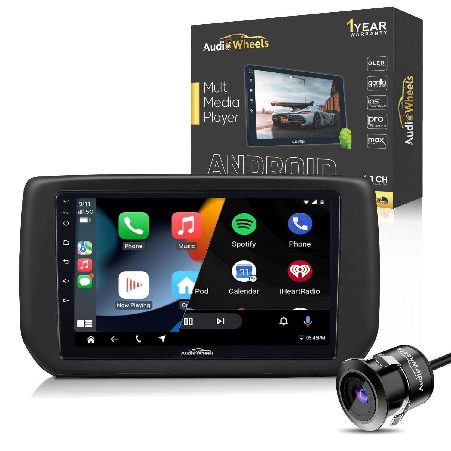 Audio Wheels Swift Dzire 2024 9-inch 1280P IPS Android Car Display with Gorilla Glass | Double Din Car Stereo | Android 12 | 2GB RAM/32GB ROM Multimedia Player + AHD Camera, Dashboard Frame & Socket-image-33