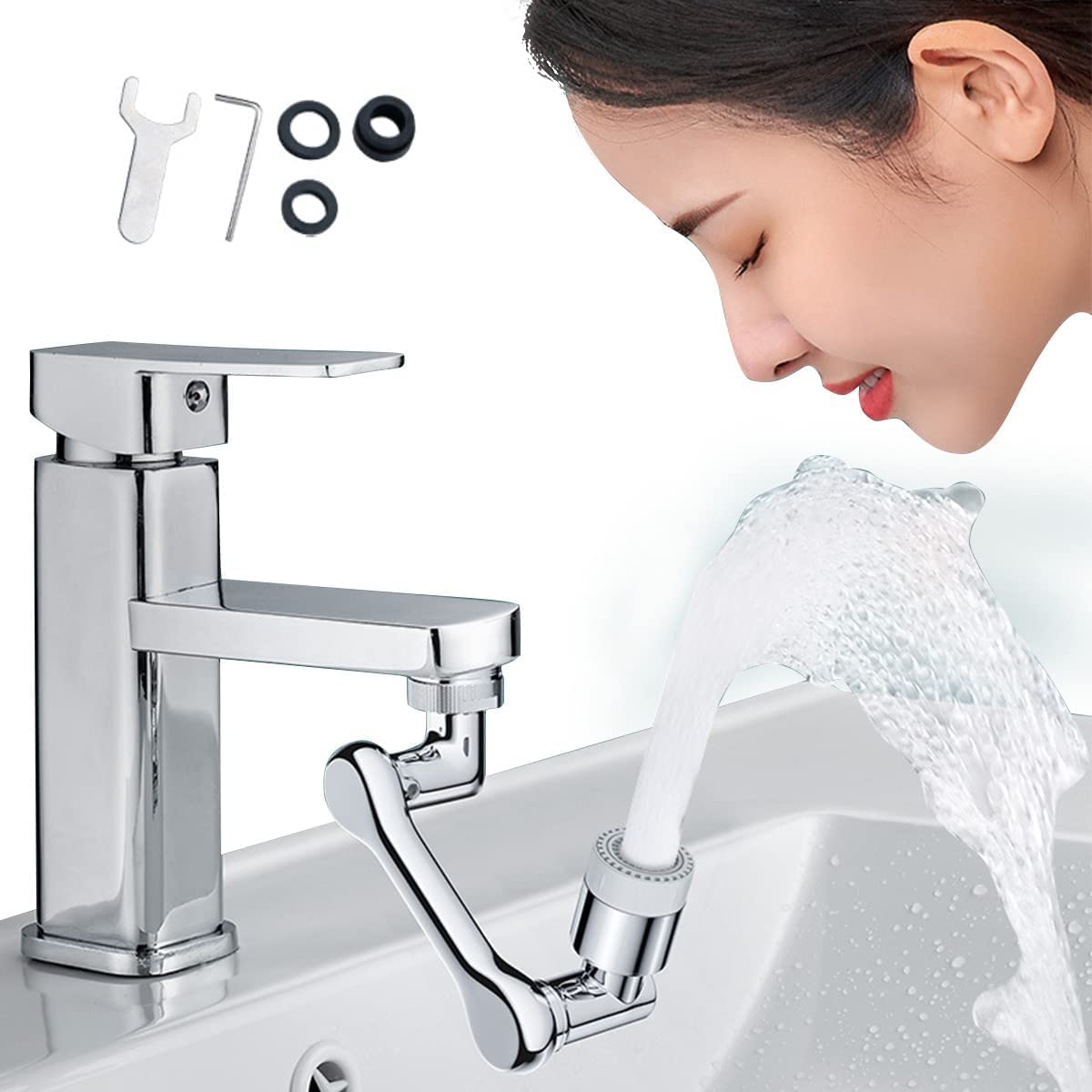 OMPRERIT 1440° Multifunctional Rotating Splash Proof Filter Extender Faucet Aerator 2 Water Outlet Modes Swivel Robotic Arm Adapter for Bathroom Kitchen Faucet for Kitchen sink faucet (B0C4JTF5KR) Amazon Price History, Amazon Price Tracker