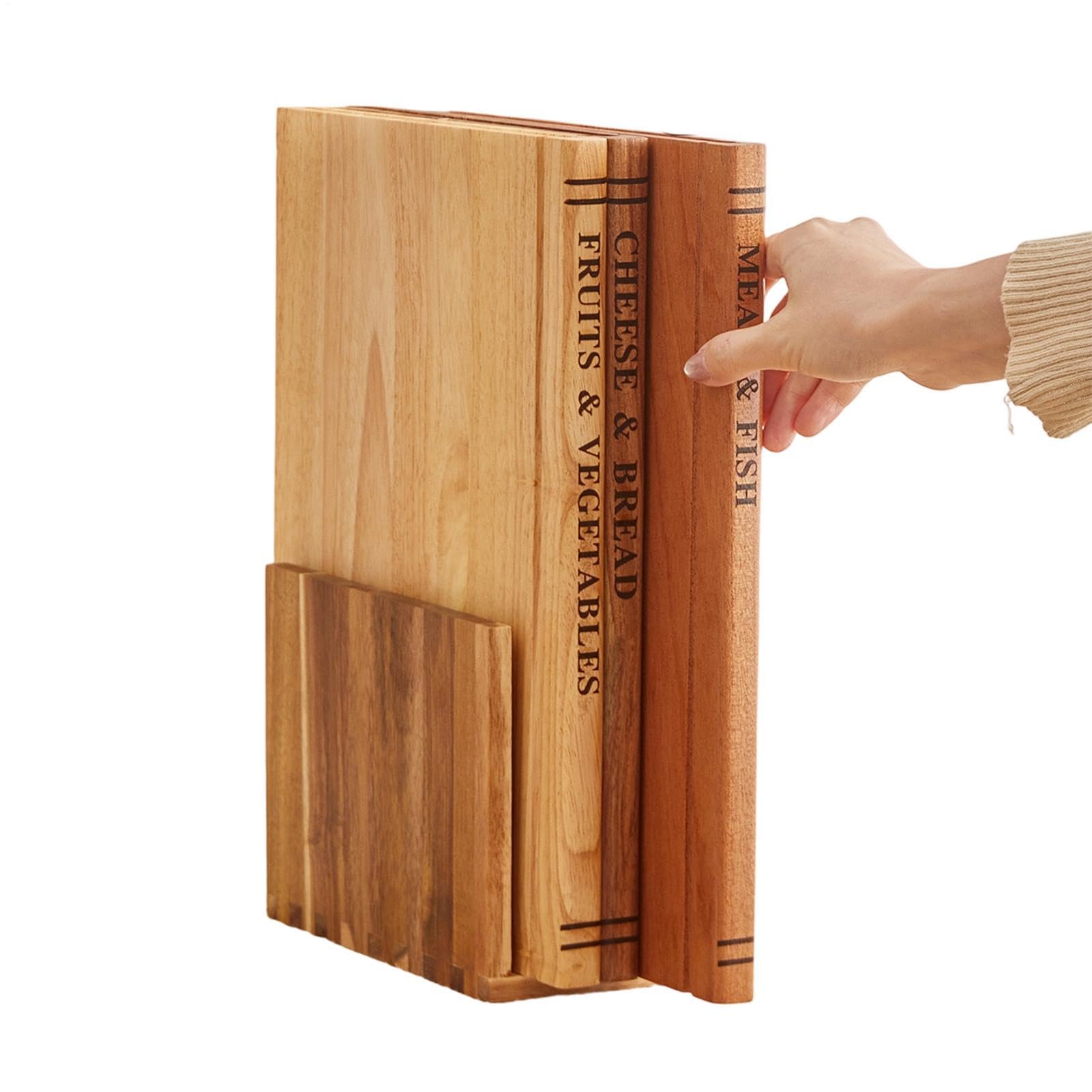 Juegos de Tablas de Cortar en Forma de Libro 3 Piezas de Tabla Decorativa | Tabla de Madera para Cortar para Verduras Carnes Pan Pastelería Sushi Carnicería Hogar Exterior