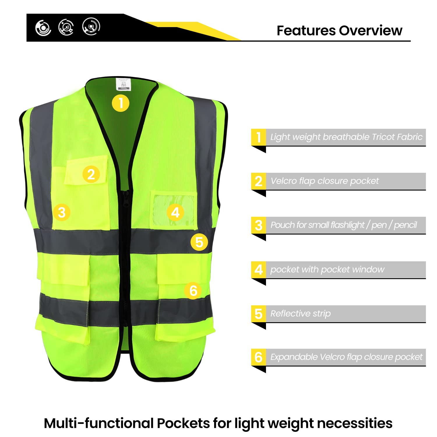 2 Gilet Alta Visibilità Verde Con Cerniera E Tasche - Riflettente Per Sicurezza - Foto 3