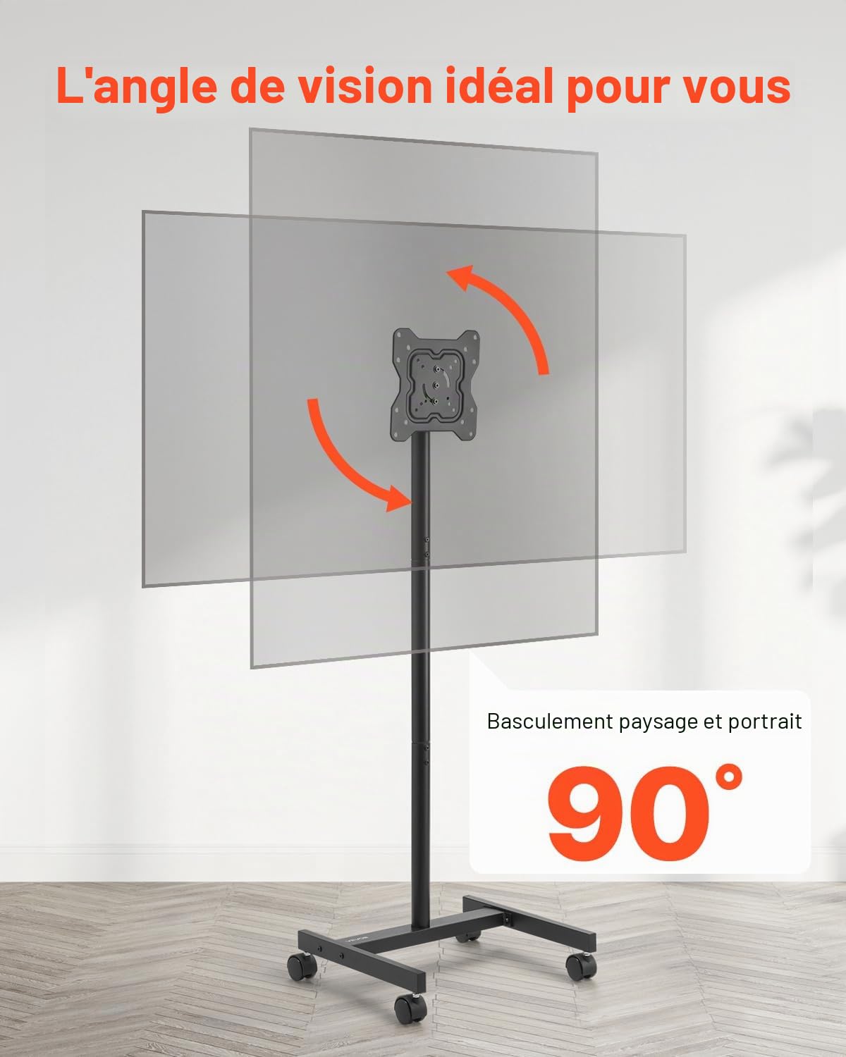 VEVOR Support TV à roulettes, pour téléviseurs/LED/LCD/OLED de 431,8 à 1397 mm, Chariot TV Mobile, jusqu'à 20 kg, Support télé sur Pied Portable, Max. VESA 200 x 200 mm, pour Salon, Bureau, extérieur