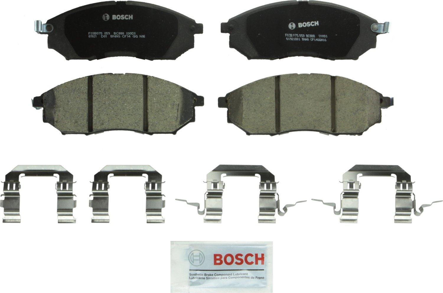 Pastilhas de Freio Cerâmicas BOSCH BC888 QuietCast Premium - Compatíveis com Infiniti EX, FX, G, M (25, 35, 37, 45, 56), Q40, Q45, Q70, QX50, QX70 e Nissan 350Z, 370Z