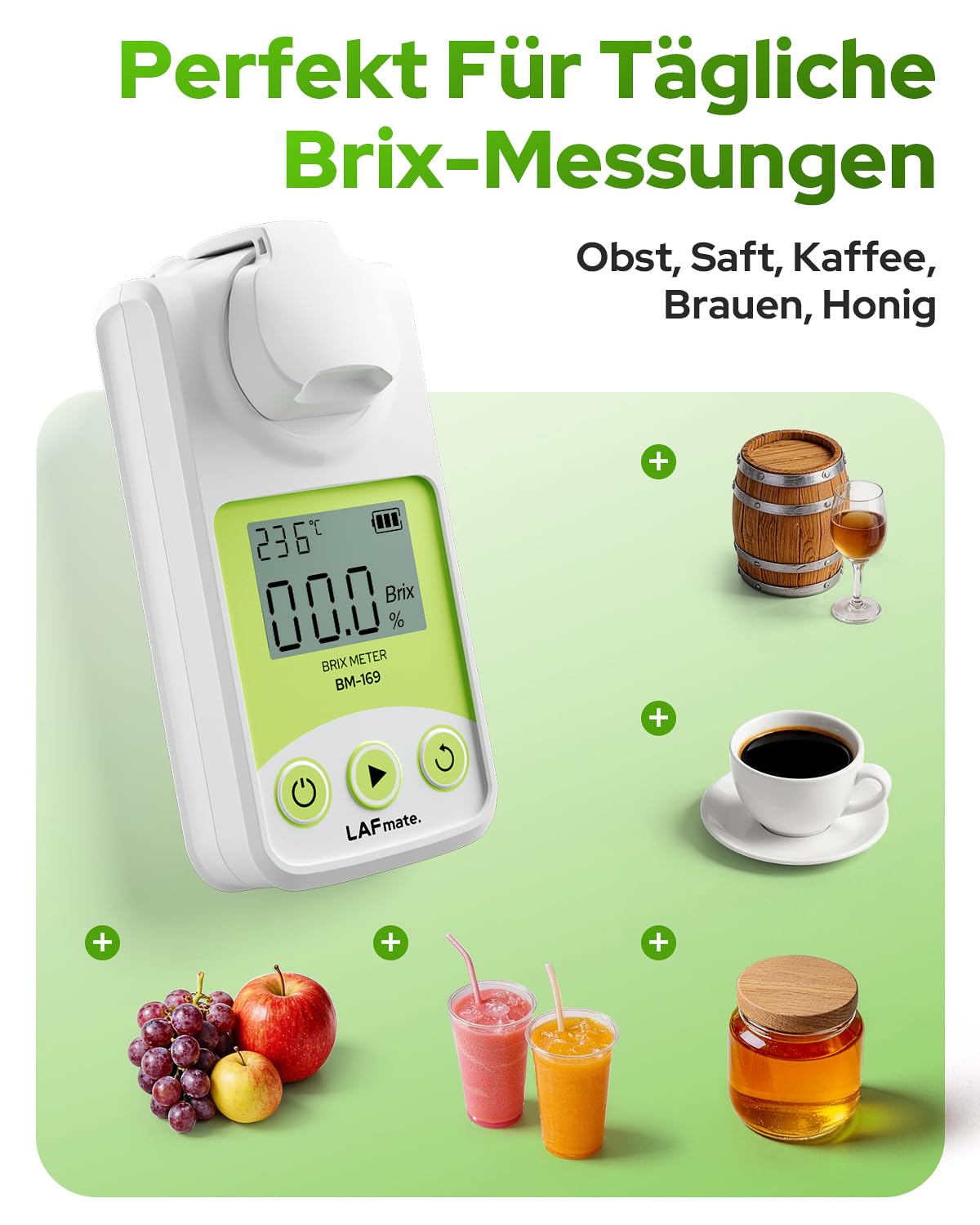 Digital Brix Refractometer 0-95% LAFMATE Brix Mater for Honey Maple Syrup, Sugar Refractometer with ATC for Winemaking Homebrewing