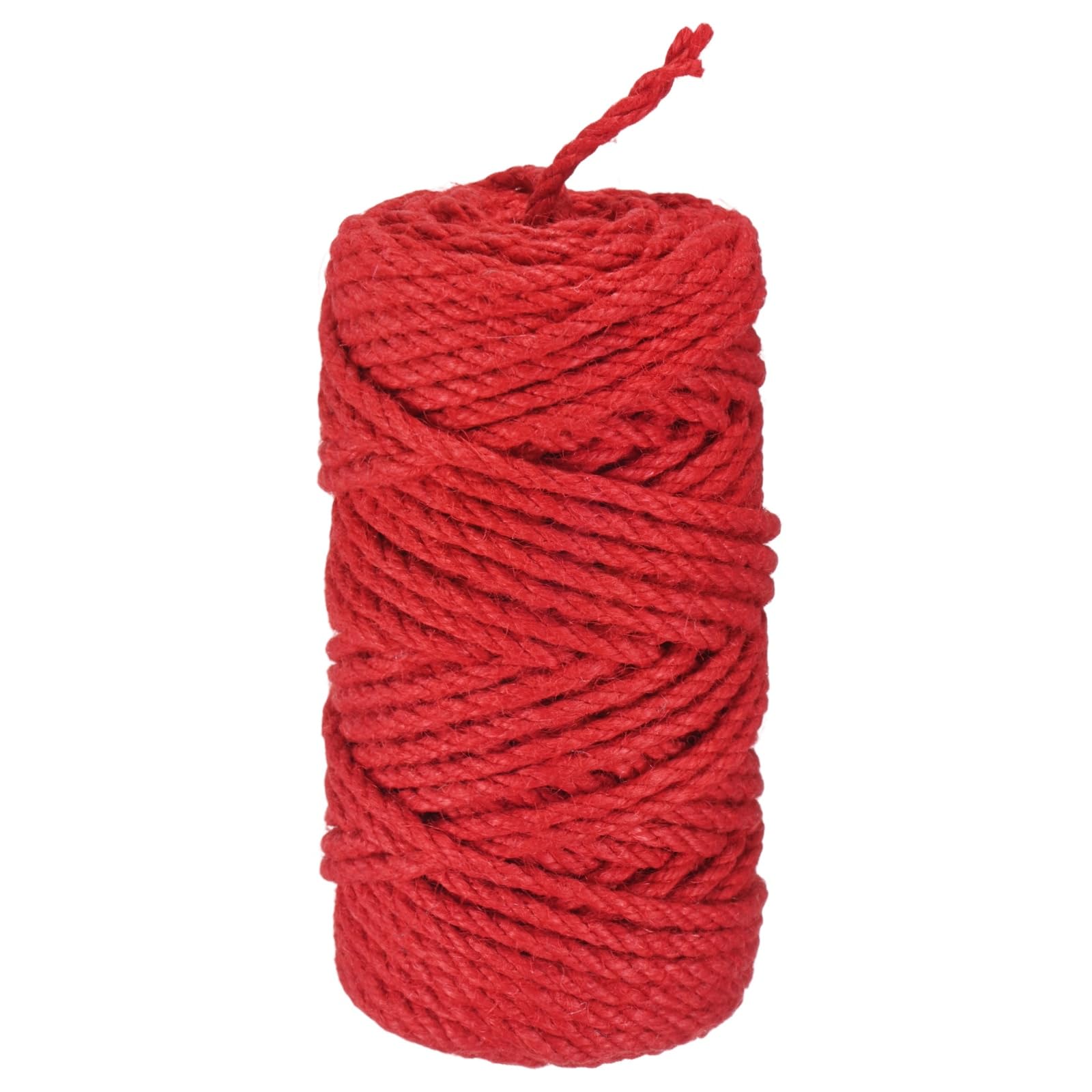 M METERXITY 1-Pack Natural Jute Twine String 4.5mm x 164ft/50m, Red