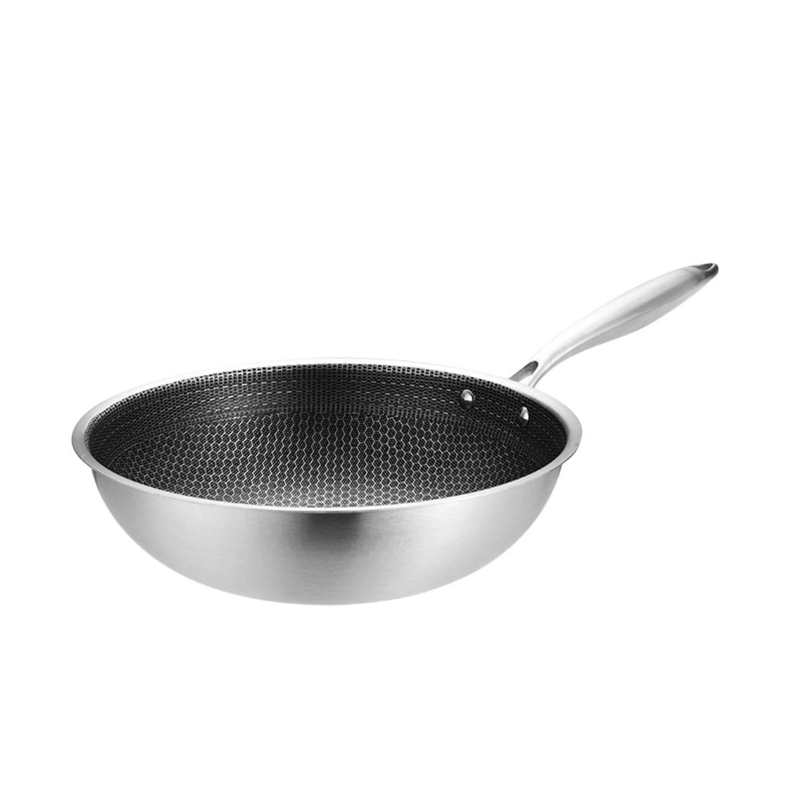Wok in Acciaio Inox a Nido D'ape da 36cm con Manico