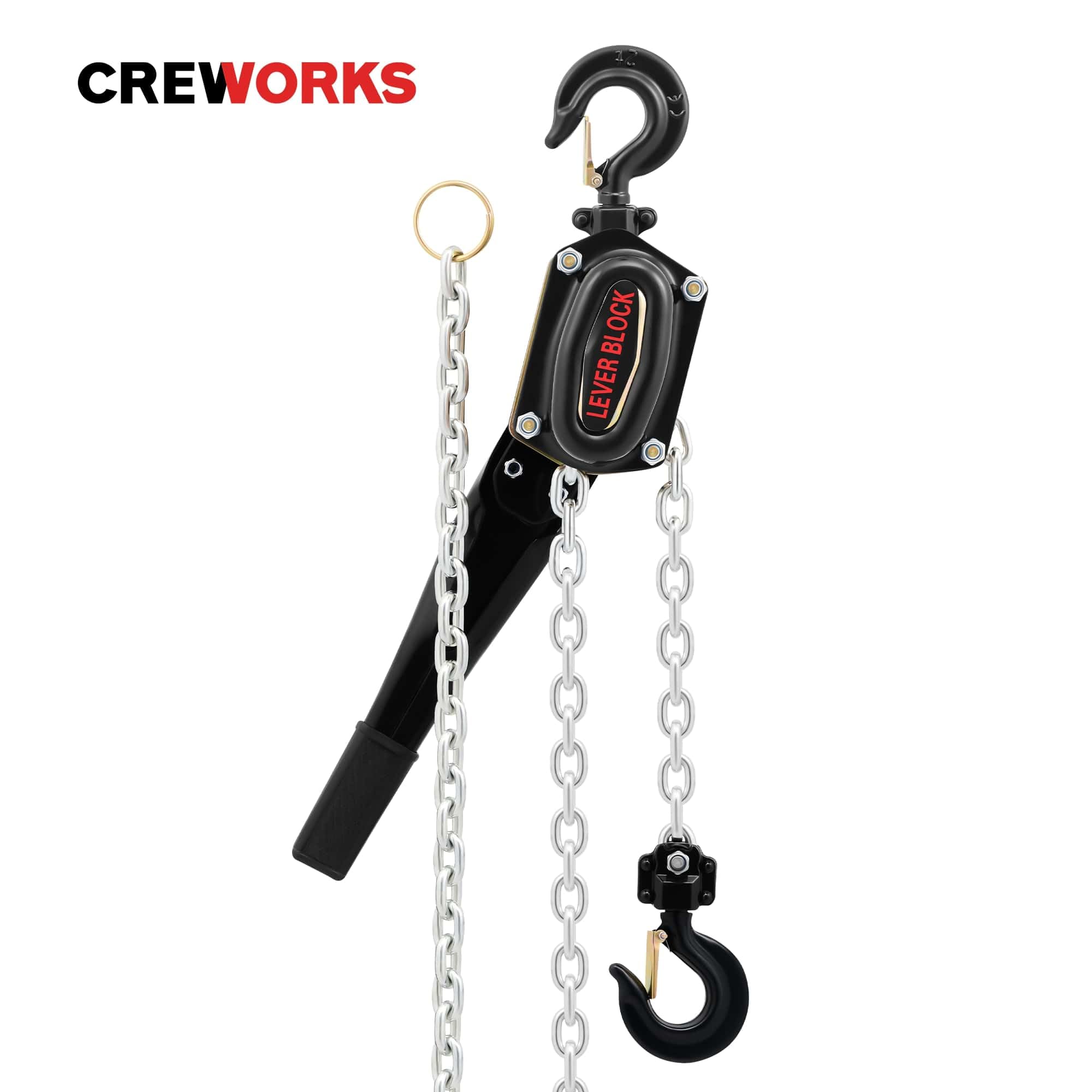 CREWORKS Paranco a Catena Manuale Altezza di Sollevamento 3 Metri Capacità Carico Max 1,5 Tonnellate con Catena Zincata G80 e Ganci Girevoli a 360° per Magazzini Edili Fabbriche