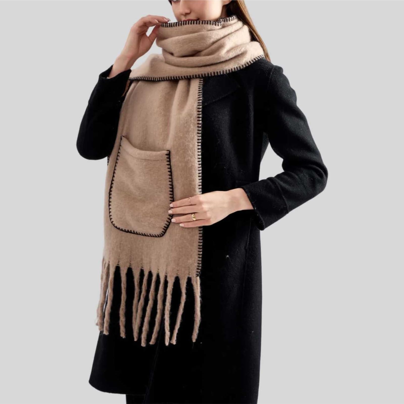 Sciarpe invernali Sciarpa scialle in pashmina con tasca, sciarpe in cashmere, sciarpe alla moda for le donne, regali da sera