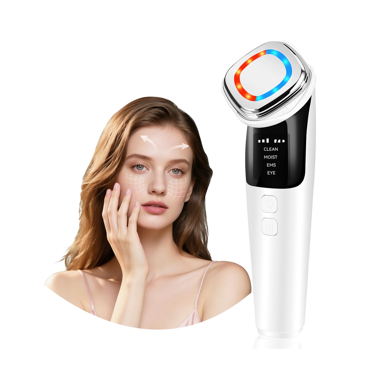 Masajeador Facial RF y EMS 4 en 1, Lifting y Limpieza Profunda para Mujeres