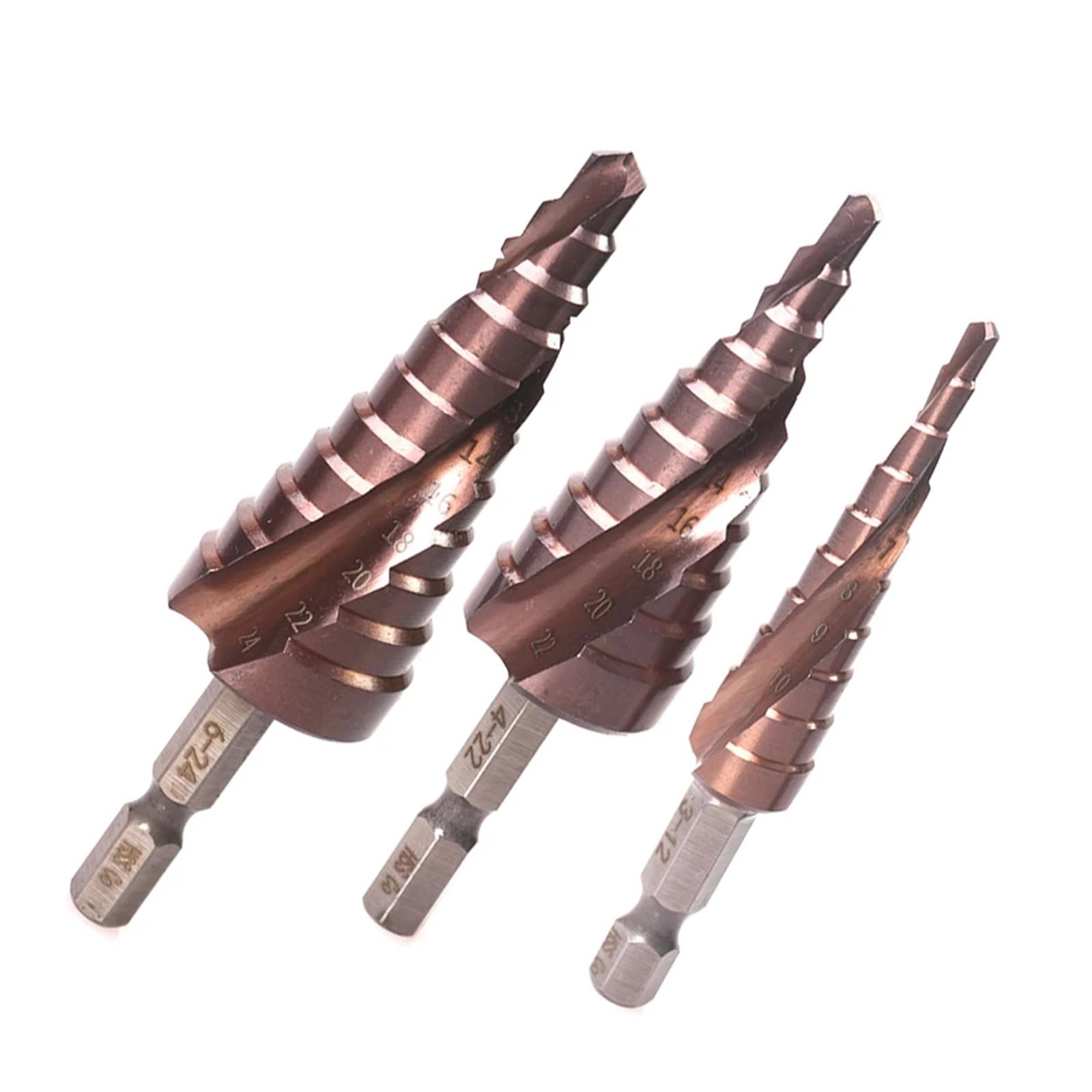 3PCS Punta Da Trapano Passo 3-12mm 4-22mm 6-24mm HSS-CO HSS Cono Punta Da Trapano In Metallo Set Pistola Trapano Da Banco Utensili Elettrici Accessori