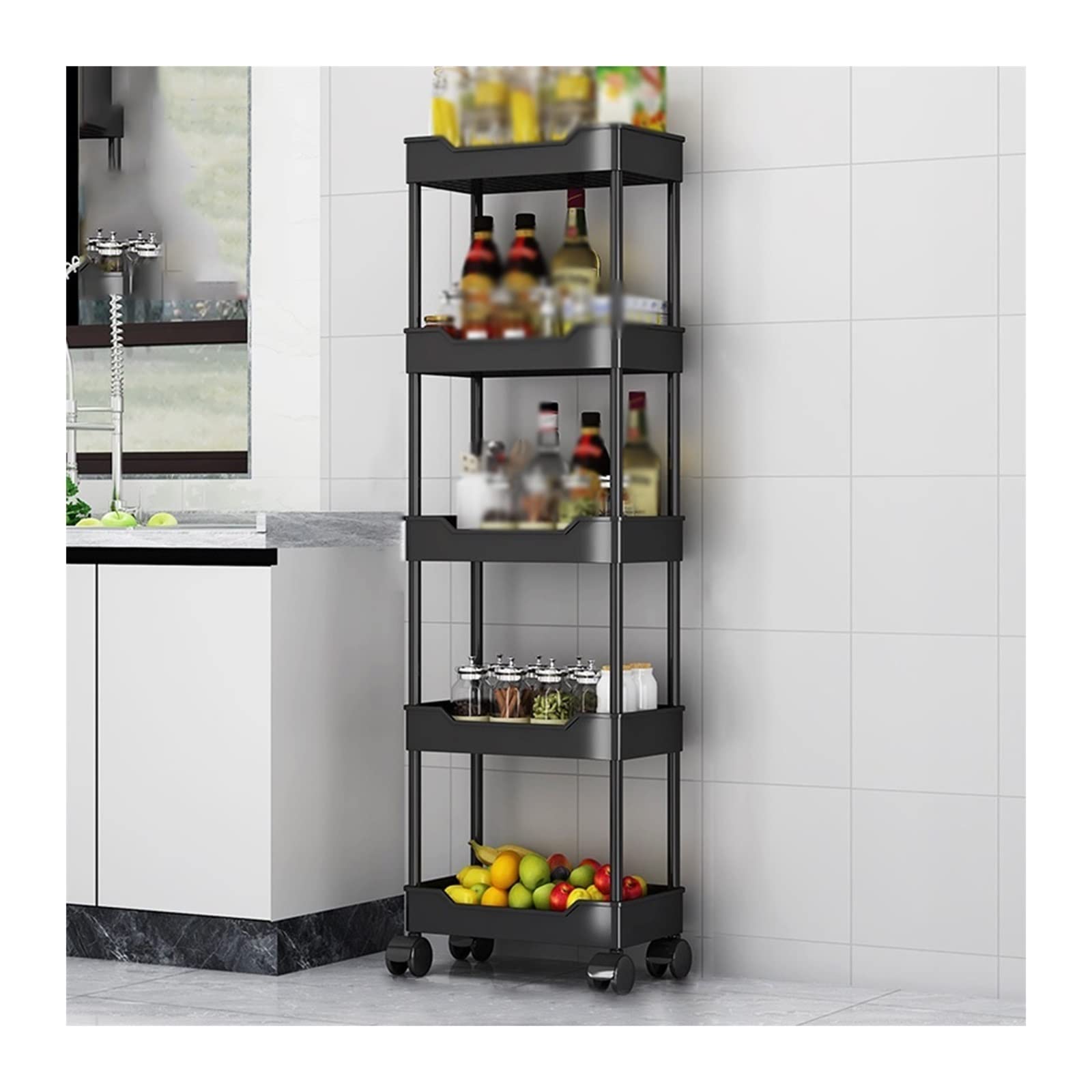 Estante de cocina con ruedas móvil para almacenamiento de alimentos