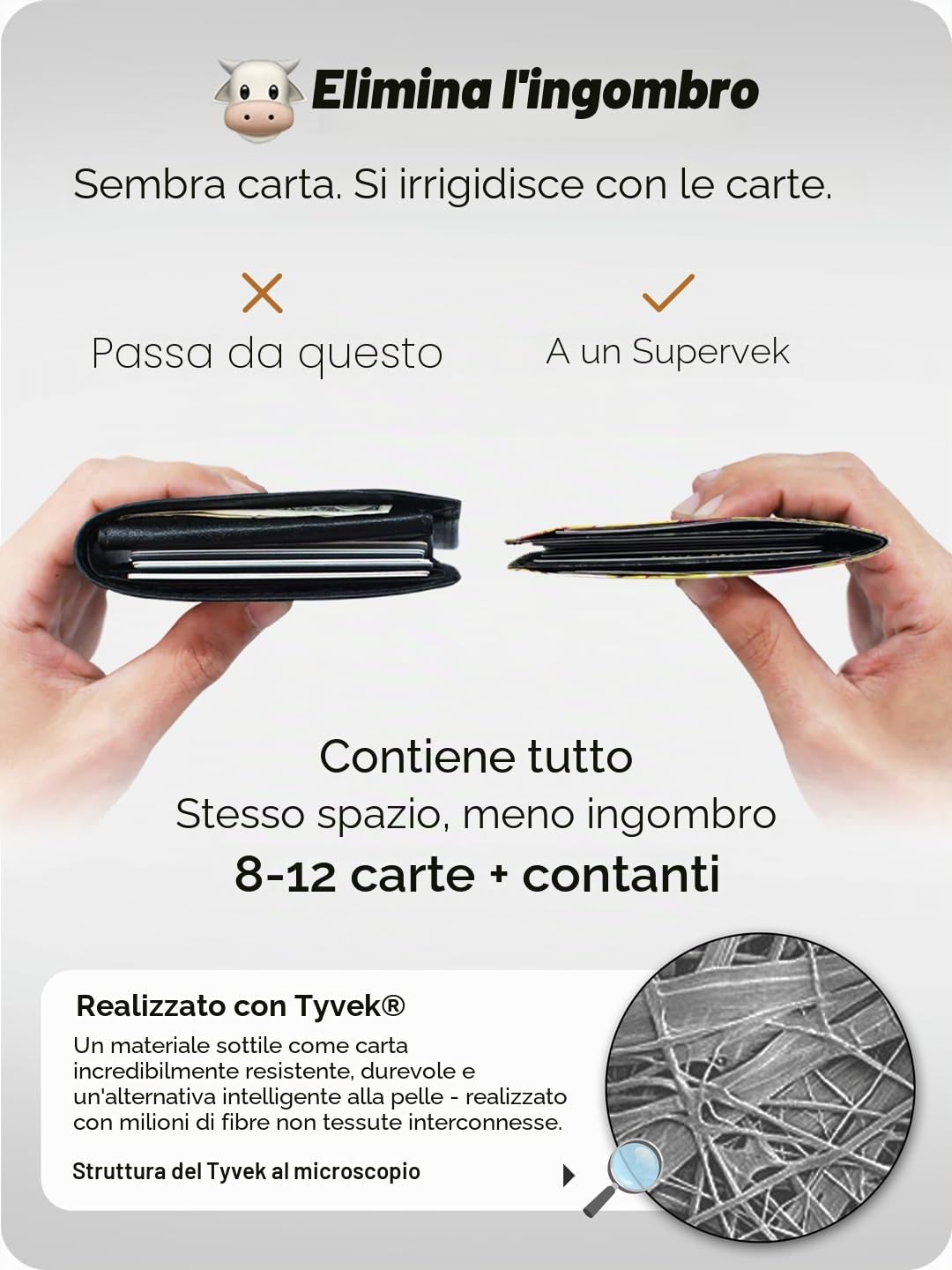 SUPERVEK Mighty Wallet - Portafoglio sottile per uomo e donna, in carta sottile, con porta carte di credito, da uomo e da donna, Super Shark, Blocco RFID
