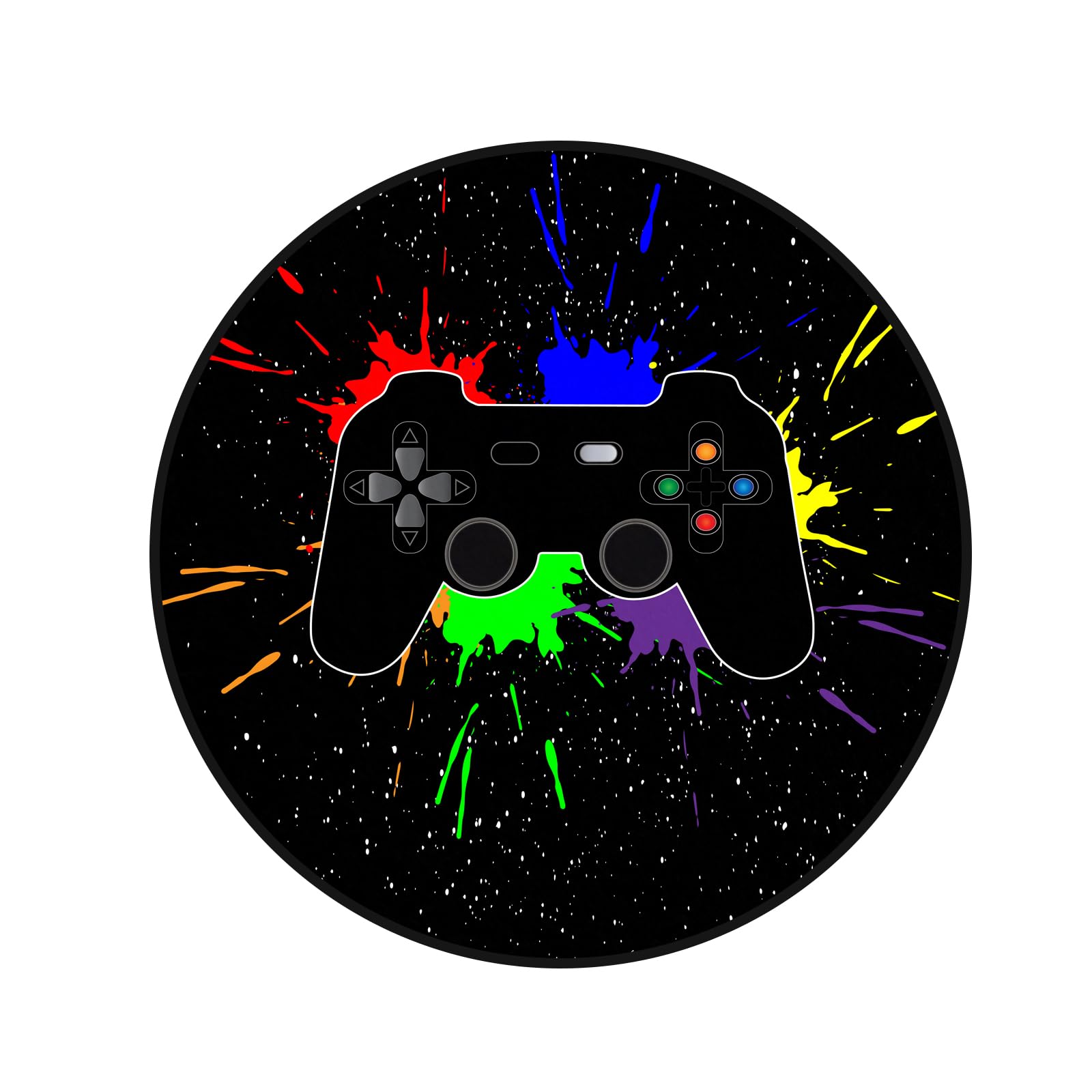 goodbath Round Gaming Rug 180cm, Video Game Controller Anti-Slip Super Soft Circle Area Rug for Bedroom Living Room under Chair for Boys Girls — image 1