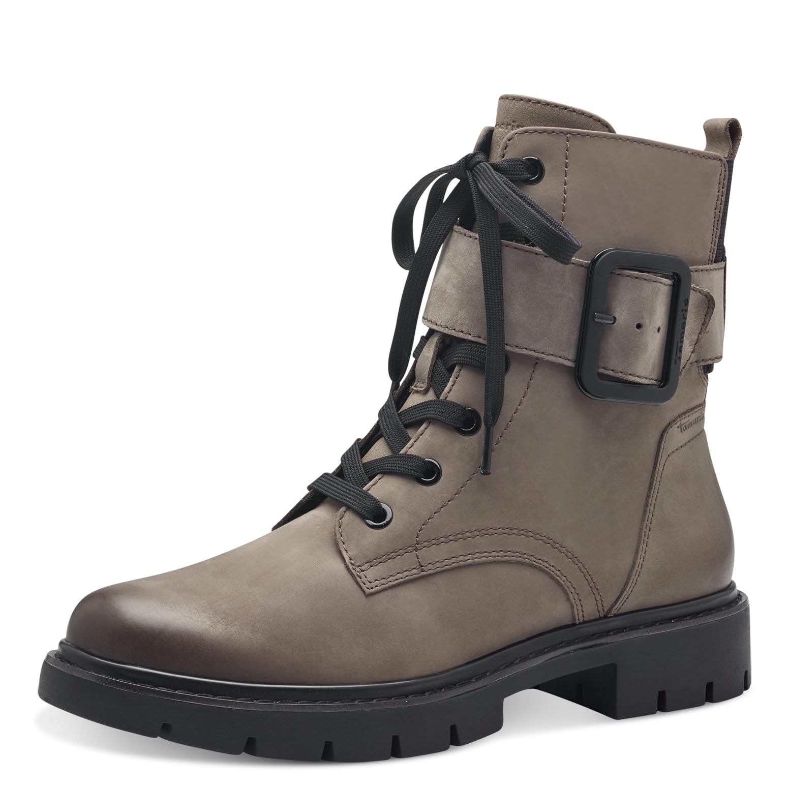 Tamaris Comfort Women’s Lace-Up Ankle Boots with Buckle Autumn , Stone Nubuc, 5 UK