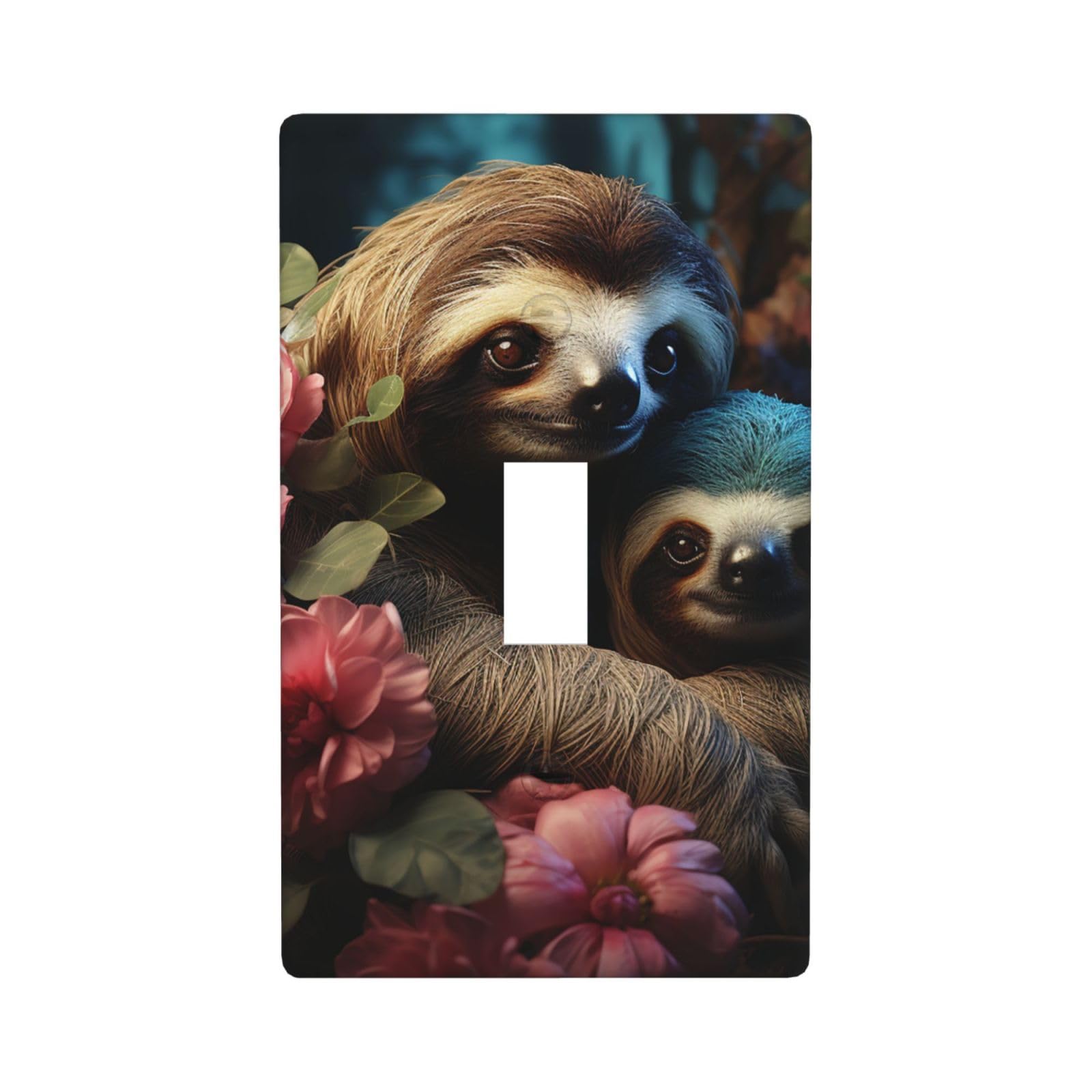 Nonhai A Sloth And A Baby Sloth Decorator Wall Plate Cover Single Toggle Light Switch Cover Wallplates Blank Electrical Rocker Switch Plate Covers For Electrical Outlets Decorative 1 Gang 4.5" X 2.76"