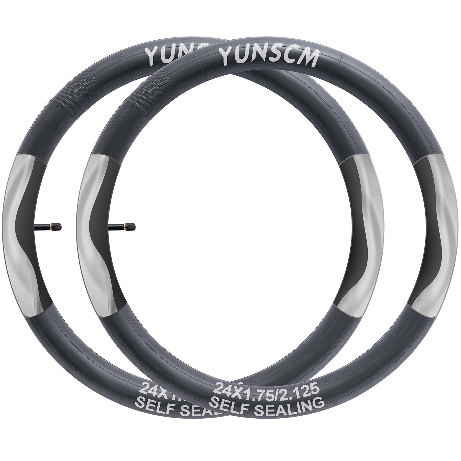 YUNSCM 2Pcs 47/57-507 24" Bike Tubes 24x1.75 24x1.95 24x2.0 24x2.10 24x2.125 AV32mm Schrader Valve Super Automatic Repair Self-Sealing Puncture Resistant Compatible 24x1.75/2.125 Bicycle Tire Tubes