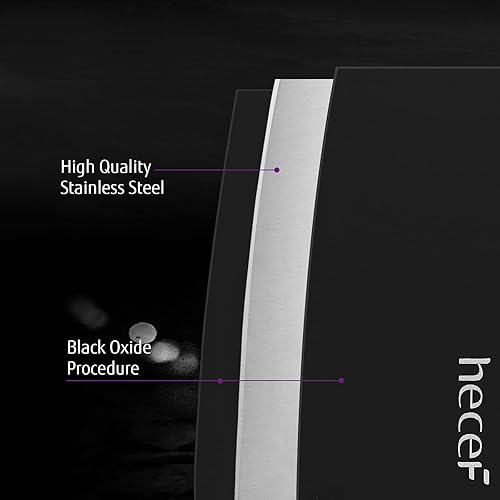 Miniatura 3 de hecef Juego de 6 cuchillos de óxido negro con funda protectora a juego, cuchillos de cocina resistentes a los arañazos y a prueba de óxido, acero