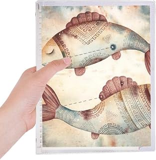 Caderno March Peixes Constellation Zodíaco Folhas Soltas Diário Recarregável Papelaria