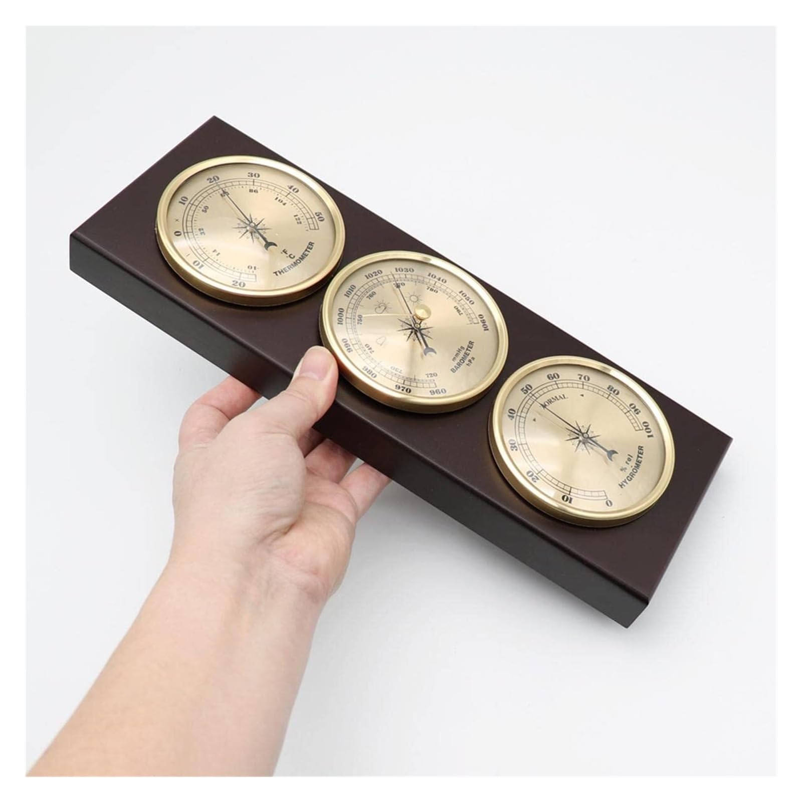 Barometer, Analoge Wetterstation, Wandmontierte Wetterstation aus Holz, Barometer for zu Hause, geeignet for Büro, Familie, Hotel