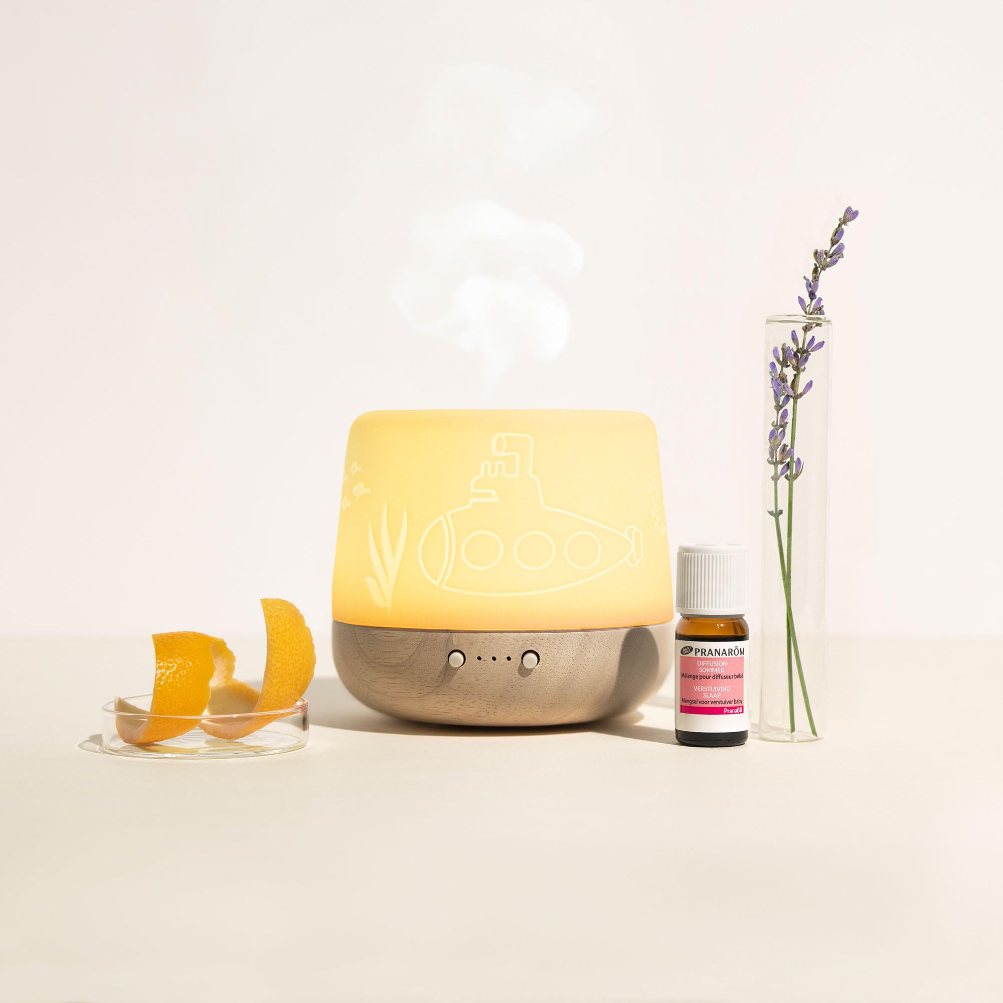 Pranarôm Diffuseur CERABB Huiles Essentielles Bébé | Diffusion douce et sécurisante, favorise le sommeil. Double fonction diffuseur et veilleuse.