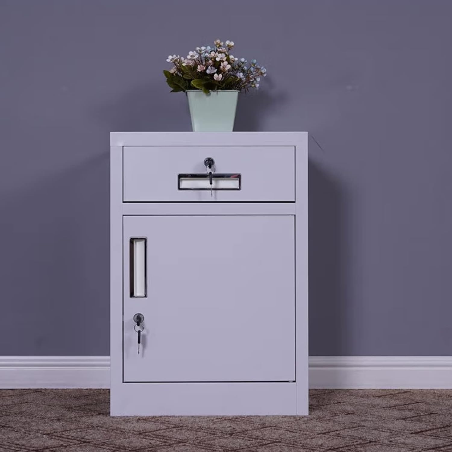 File Cabinet File Cabinet with 1 Drawers, Metal Office Cabinet with Lock,Office Filing Cabinet for A4, Letter Sized Document Filing Organization Cabinet