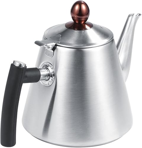 Miniatura 7 de Estufa de tetera de 1.2 litros, olla de té silbante de acero inoxidable, hervidor de agua caliente silbido, cafetera de cocina (mate)